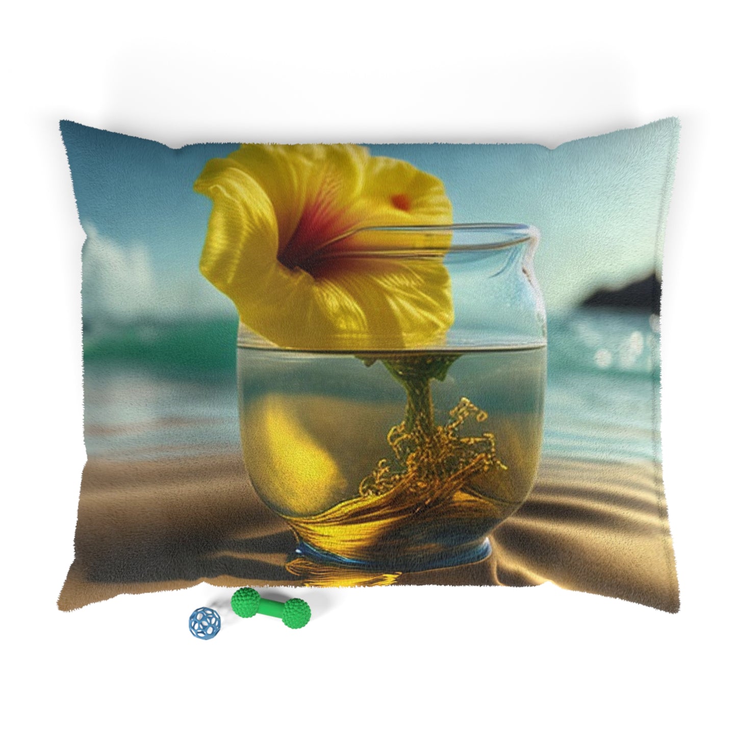 Pet Bed Yellow Hibiscus glass 1
