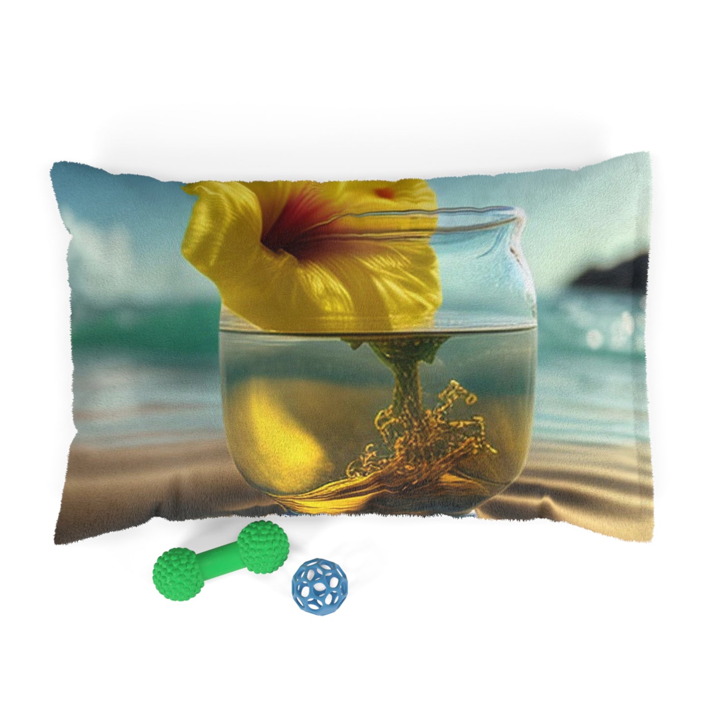 Pet Bed Yellow Hibiscus glass 1