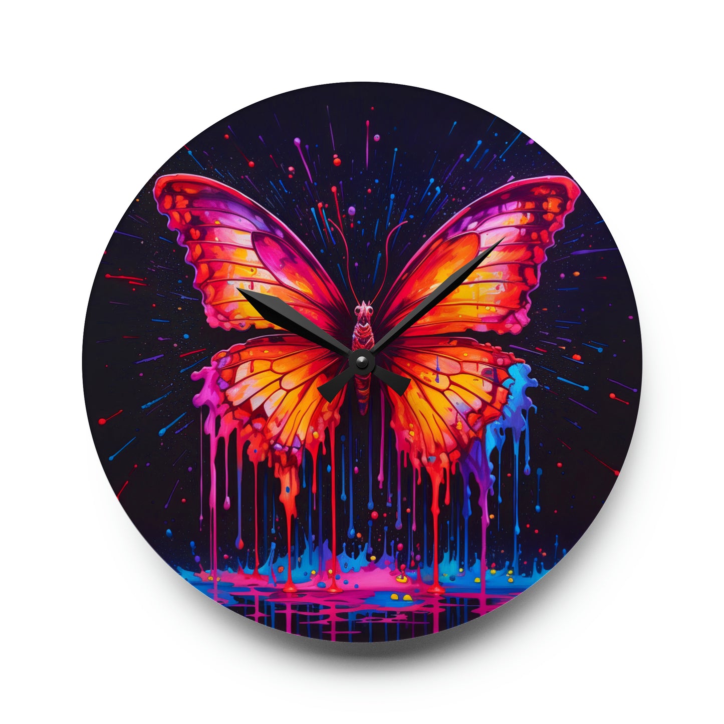 Acrylic Wall Clock Pink Butterfly Flair 4