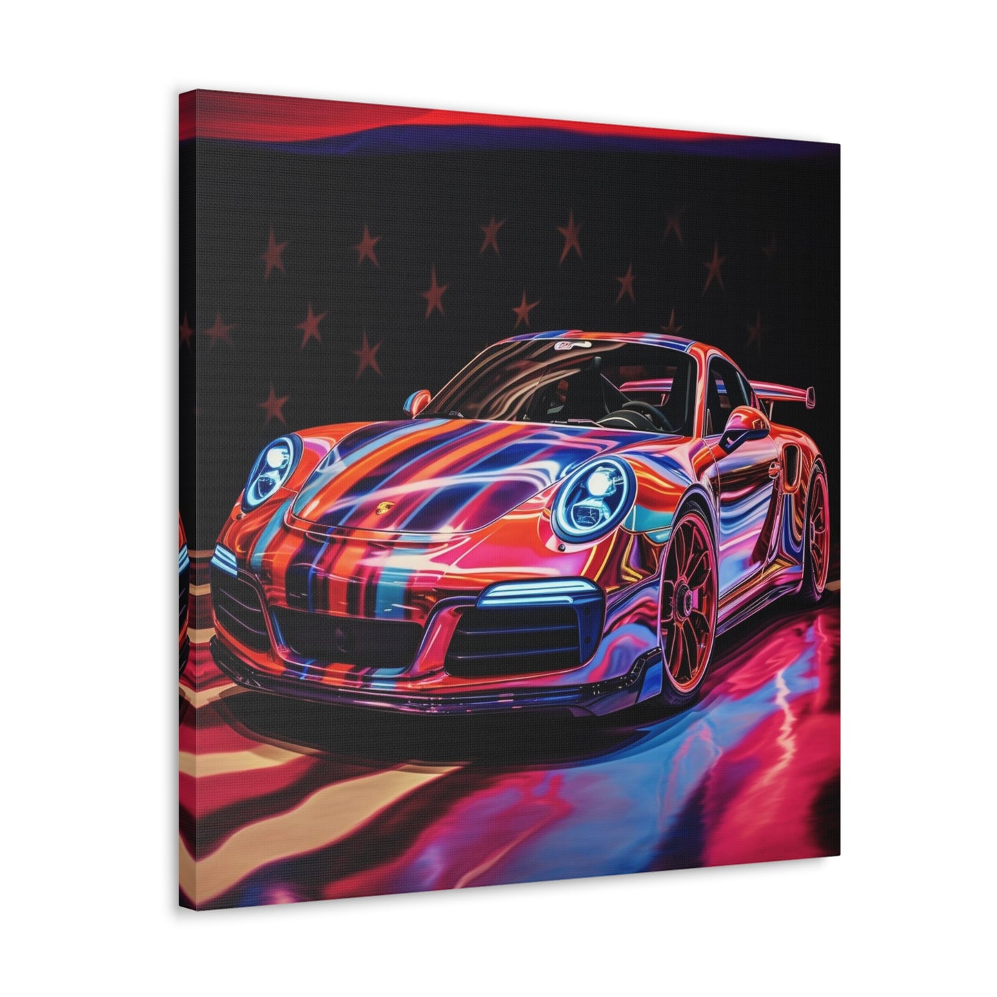 Canvas Gallery Wraps American Flag Colored Porsche 3