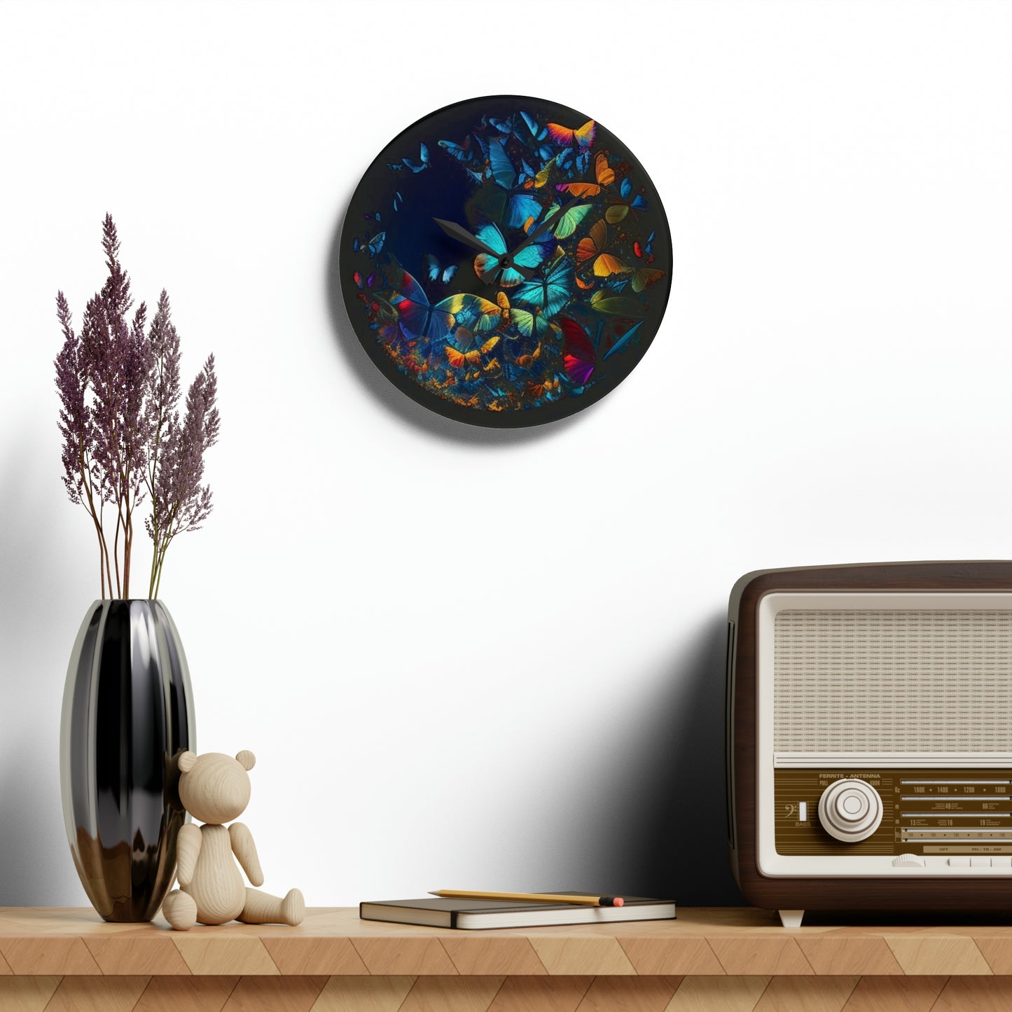 Acrylic Wall Clock Moon Butterfly 1