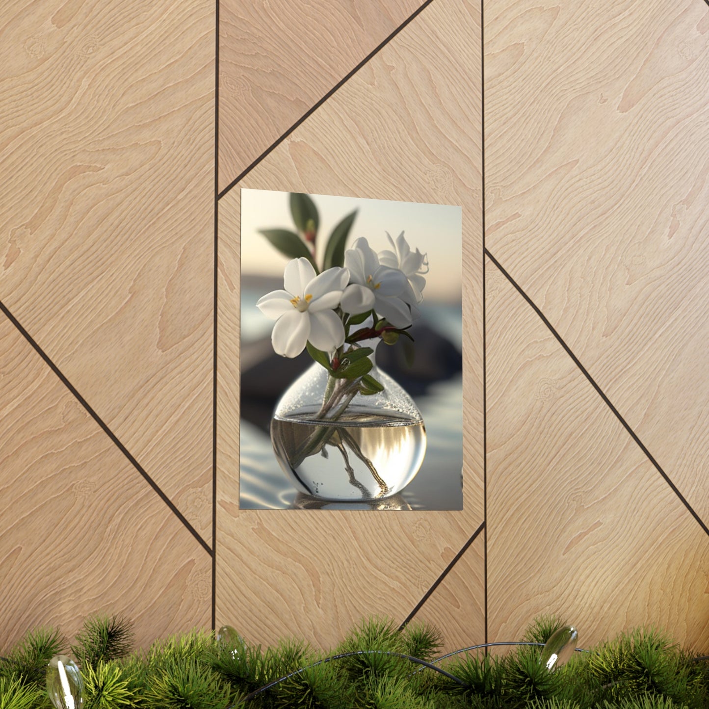 Premium Matte Vertical Posters Jasmine glass vase 1