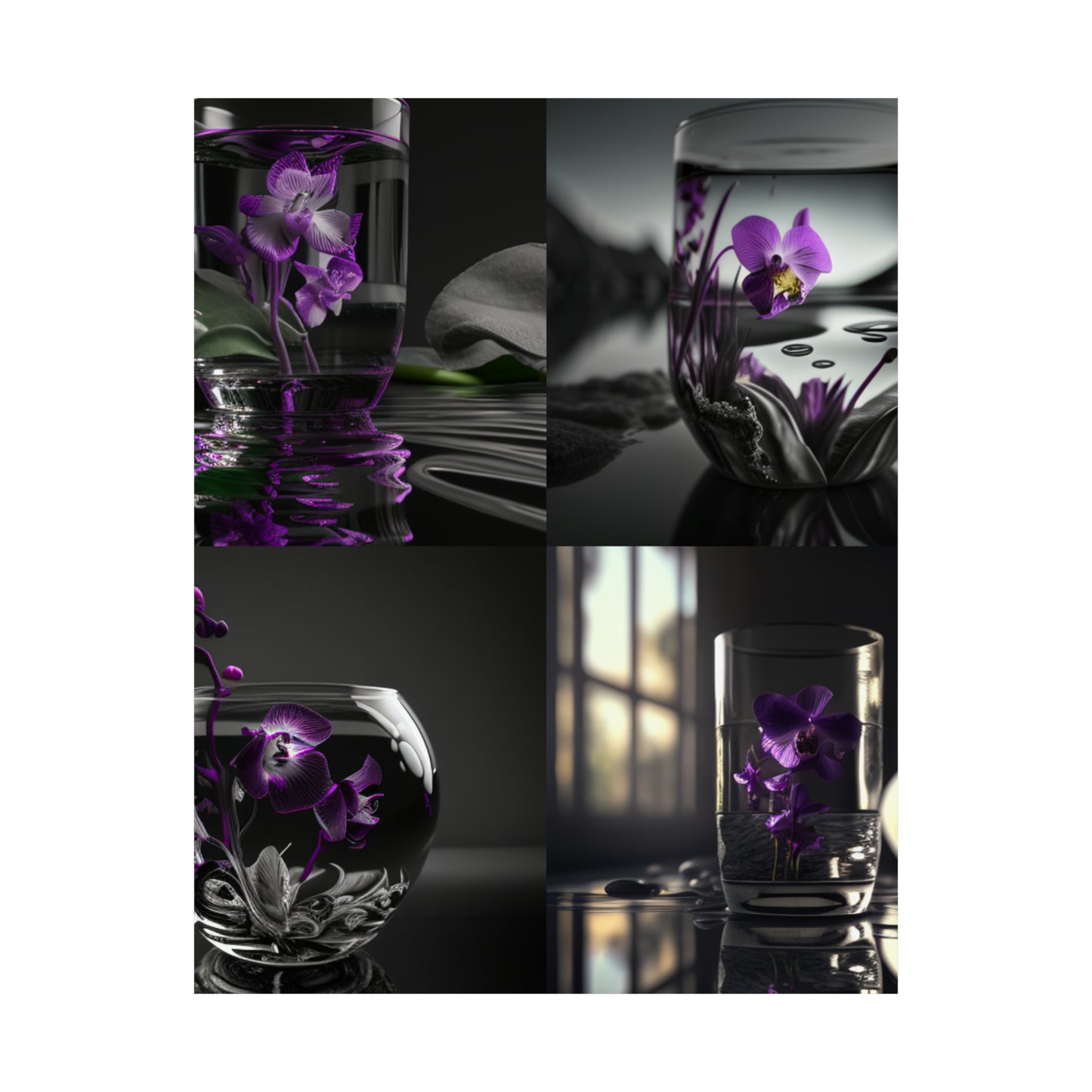 Premium Matte Vertical Posters Purple Orchid Glass vase 5