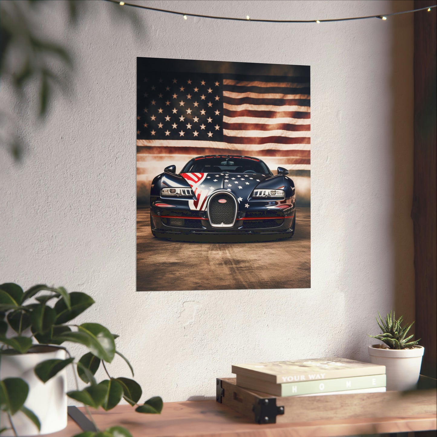 Premium Matte Vertical Posters Bugatti American Flag 2