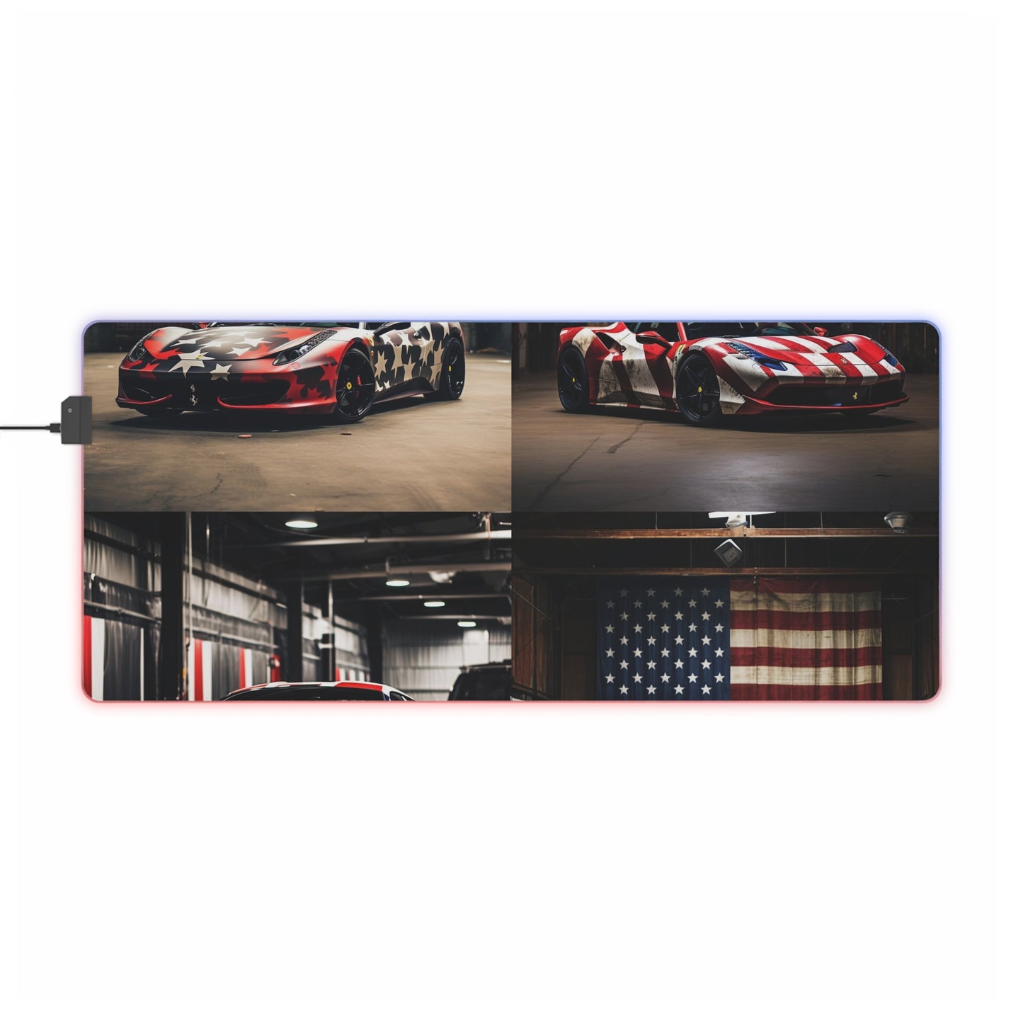 LED Gaming Mouse Pad American Flag Farrari 5