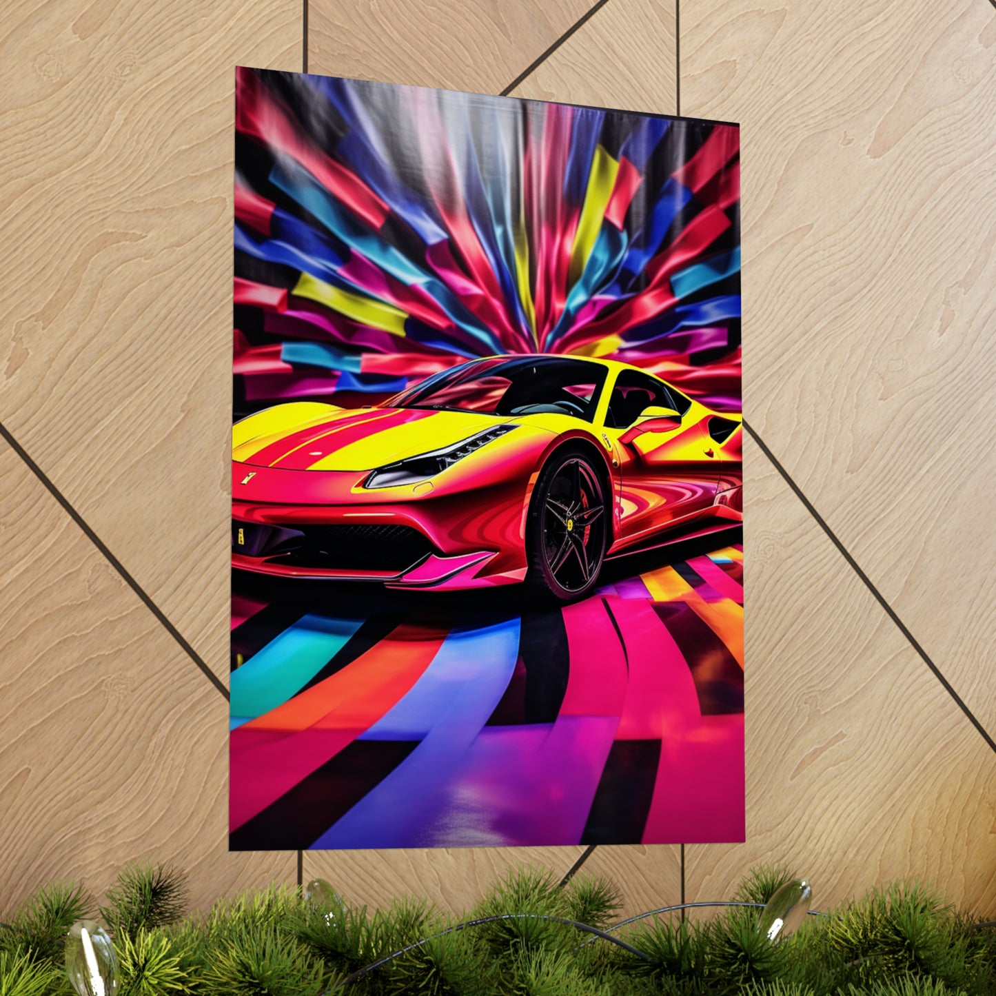 Premium Matte Vertical Posters Macro Flag Ferrari 3