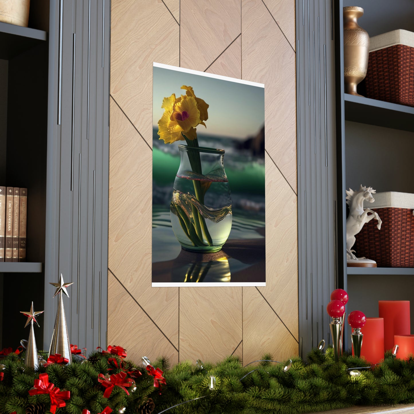 Premium Matte Vertical Posters Yellow Gladiolus glass 1