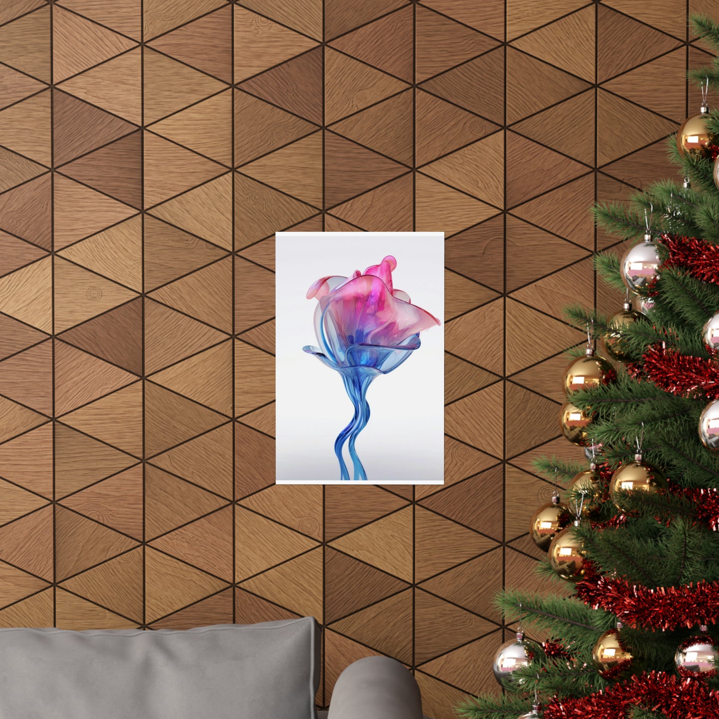 Premium Matte Vertical Posters Pink & Blue Tulip Rose 4