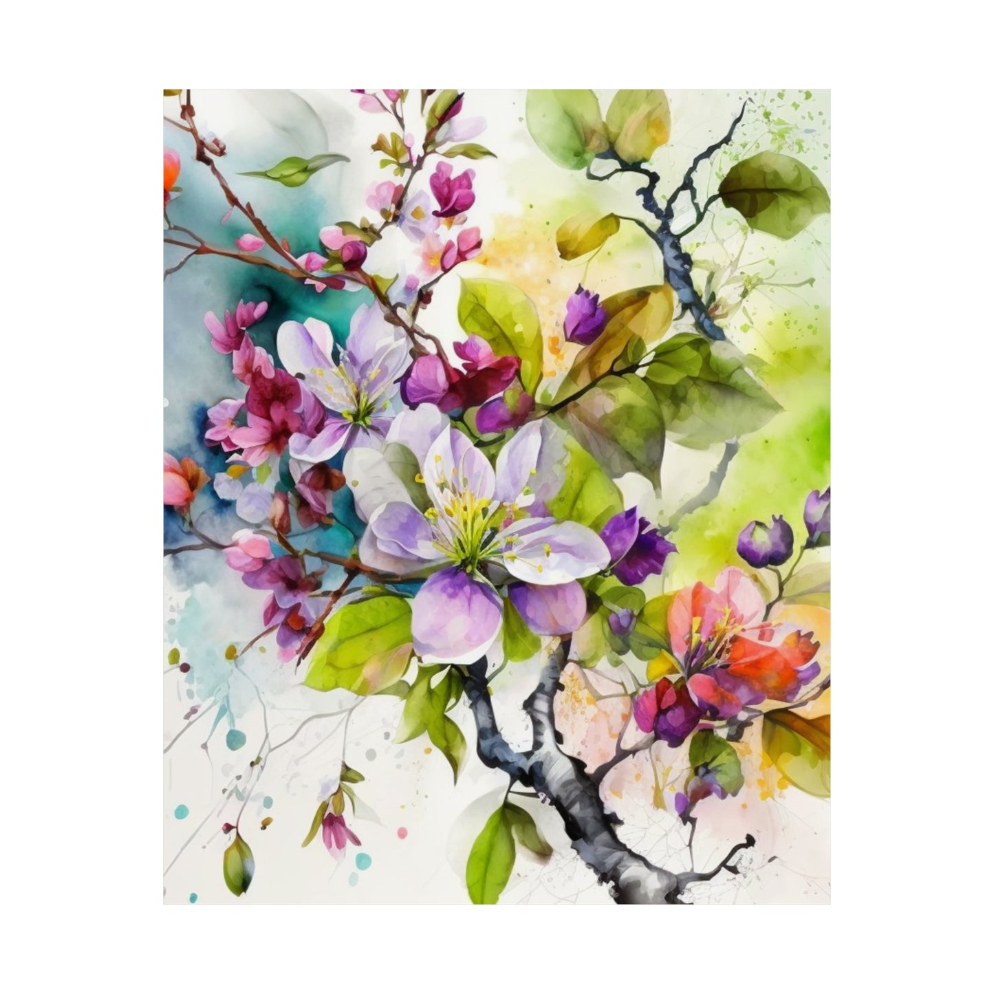 Premium Matte Vertical Posters Mother Nature Bright Spring Colors Realistic Watercolor 4