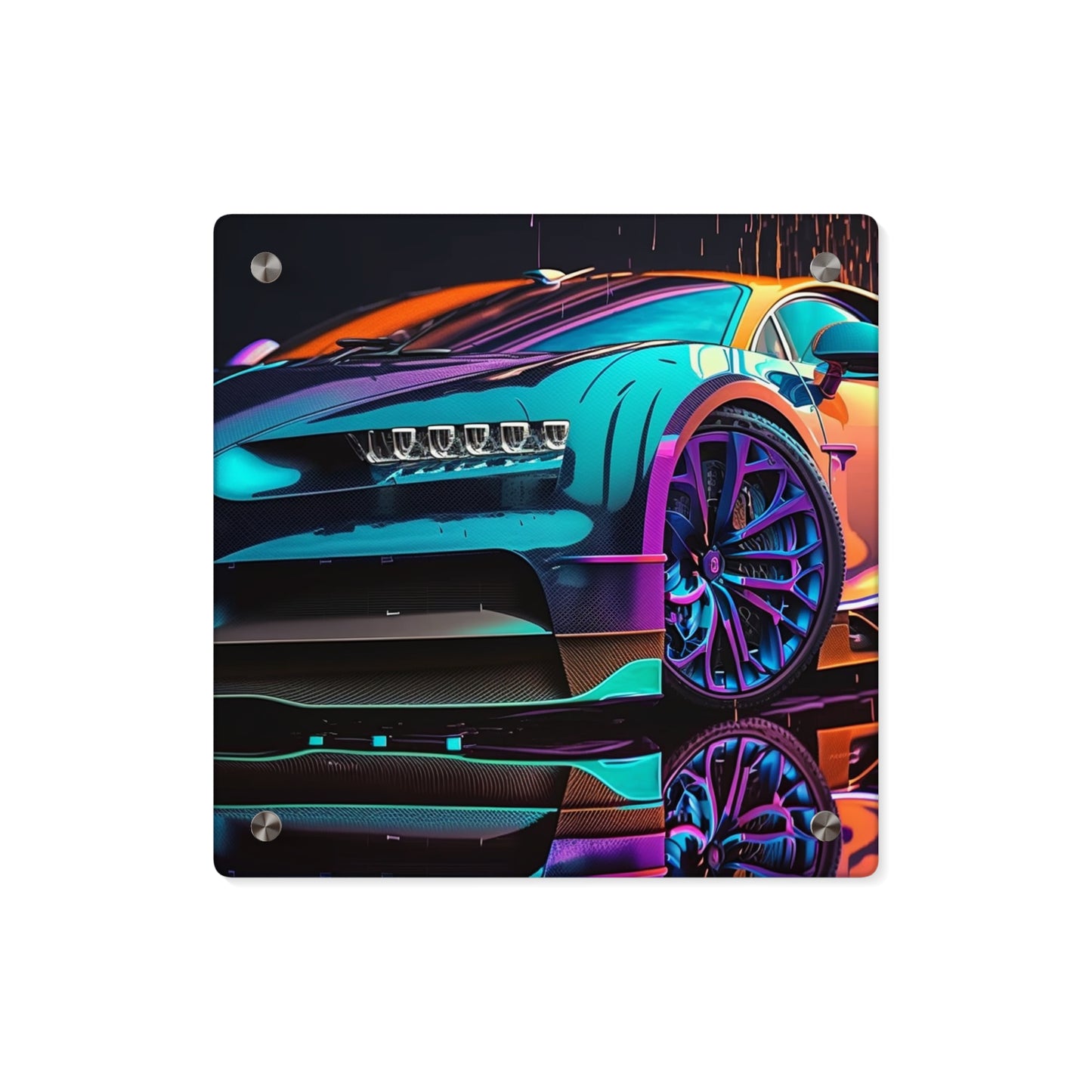 Acrylic Wall Art Panels Bugatti Neon Chiron 1