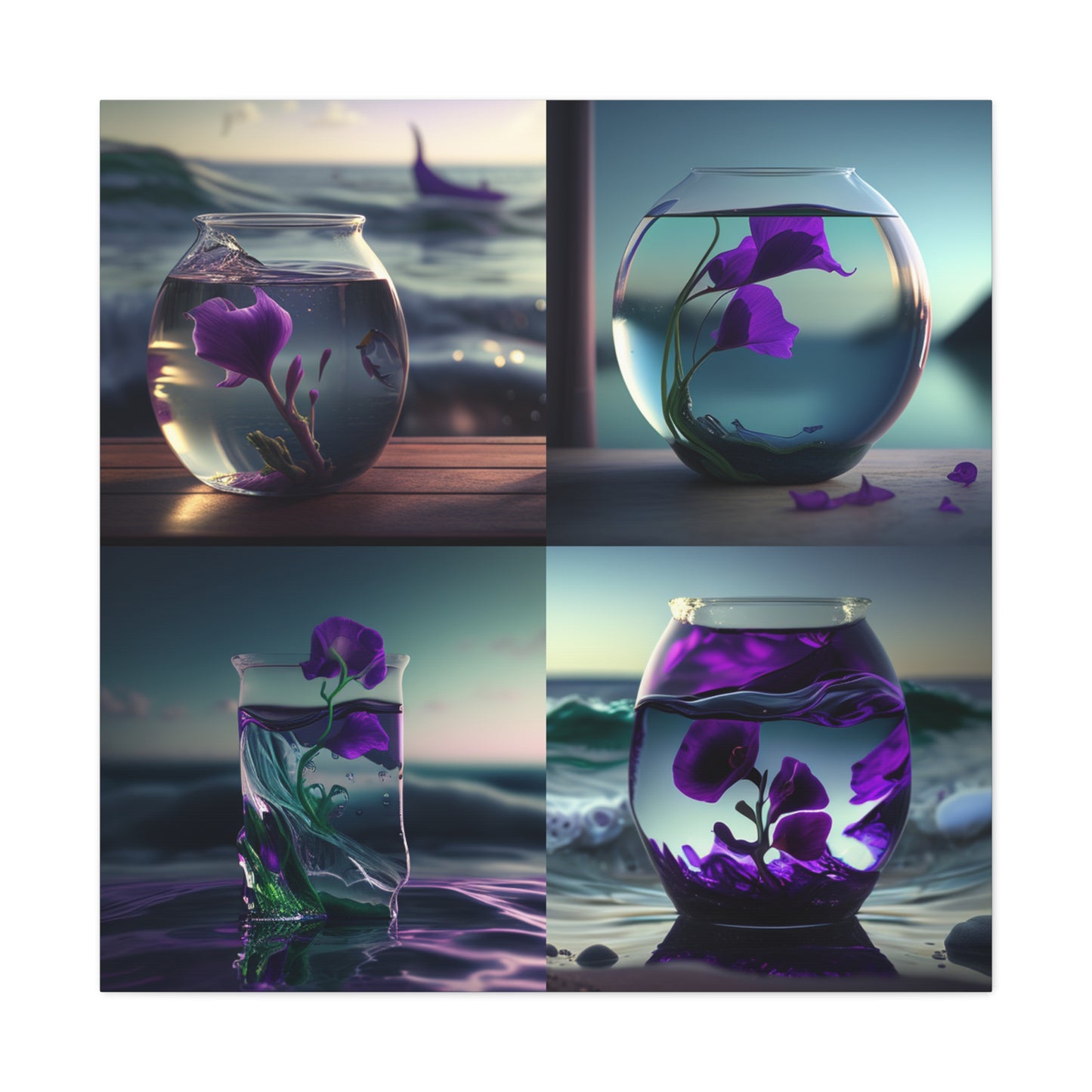 Canvas Gallery Wraps Purple Sweet pea in a vase 5