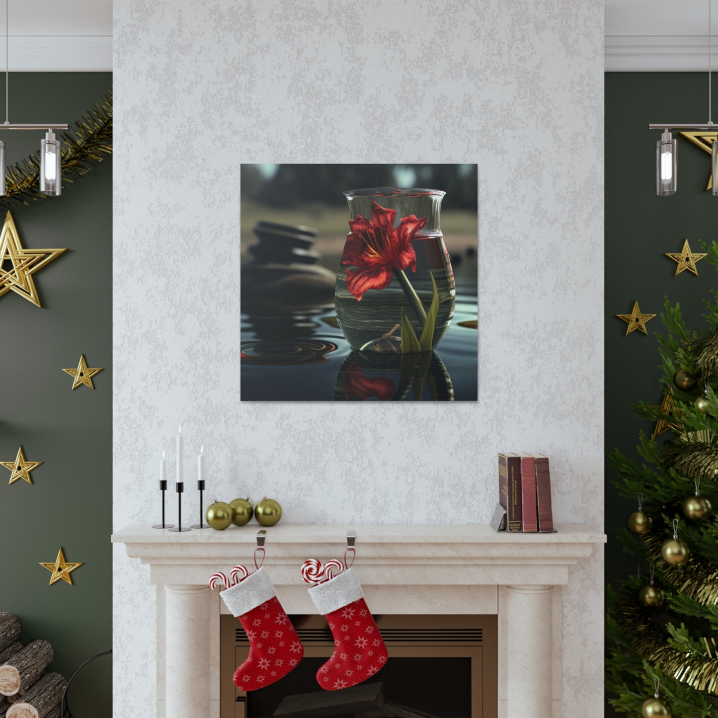 Canvas Gallery Wraps Red Lily in a Glass vase 4