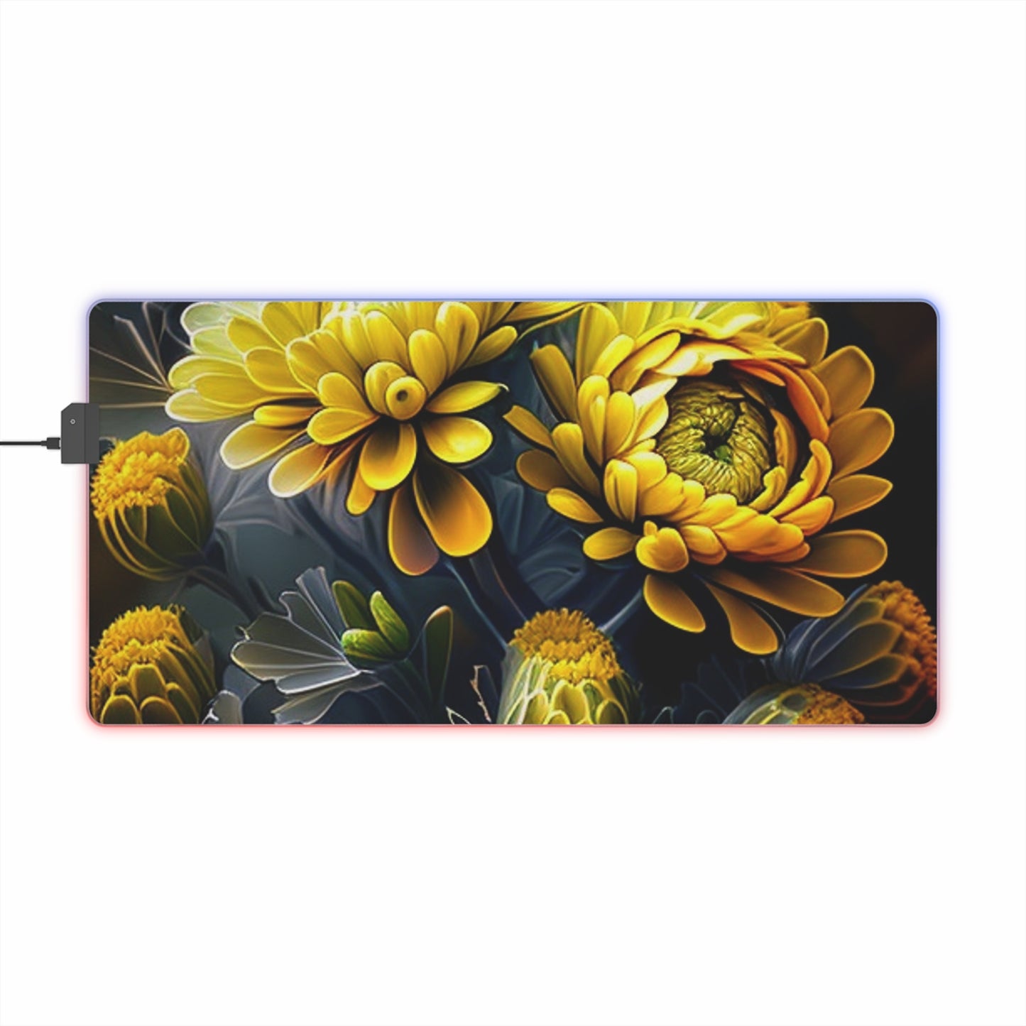 LED Gaming Mouse Pad Yellow Hermosas Flores Amarillas 4