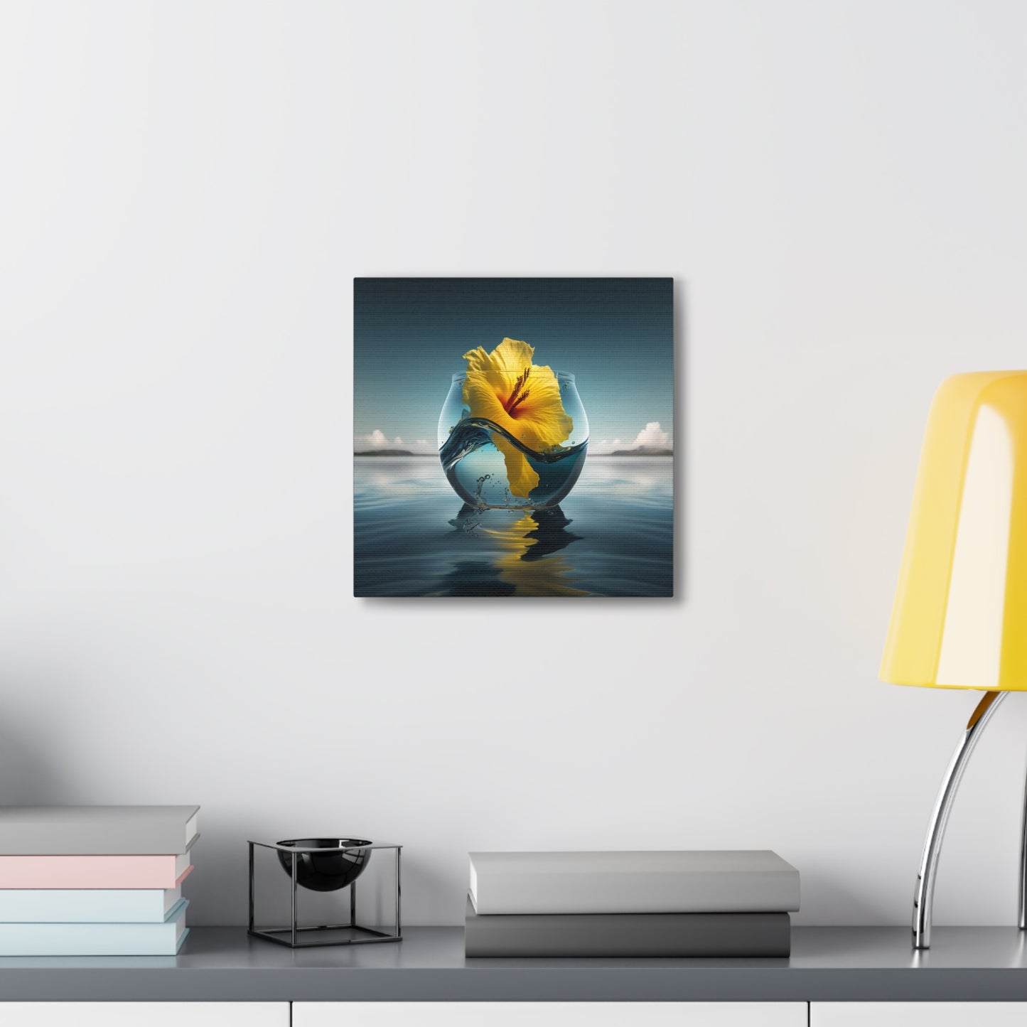 Canvas Gallery Wraps Yellow Hibiscus glass 4