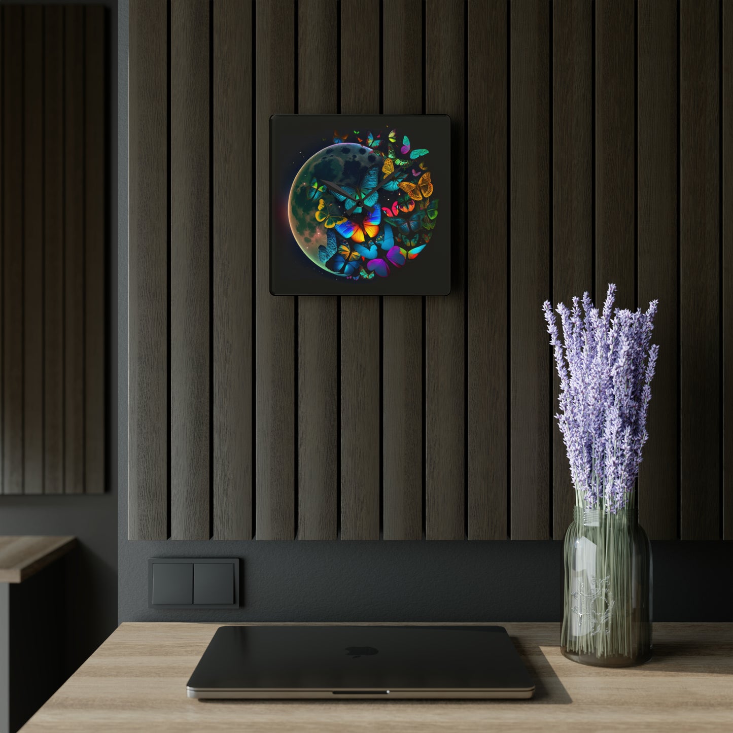 Acrylic Wall Clock Moon Butterfly 2