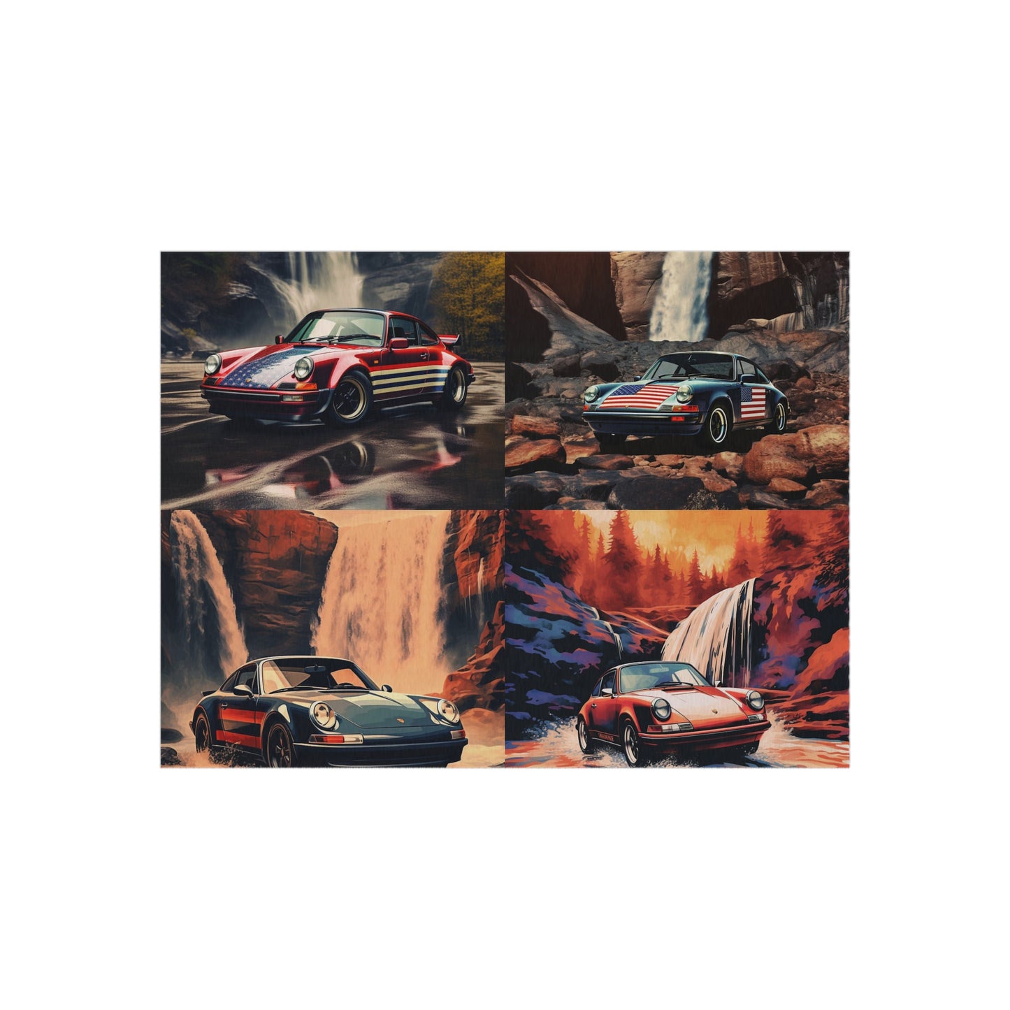 Outdoor Rug  American Flag Porsche Abstract 5