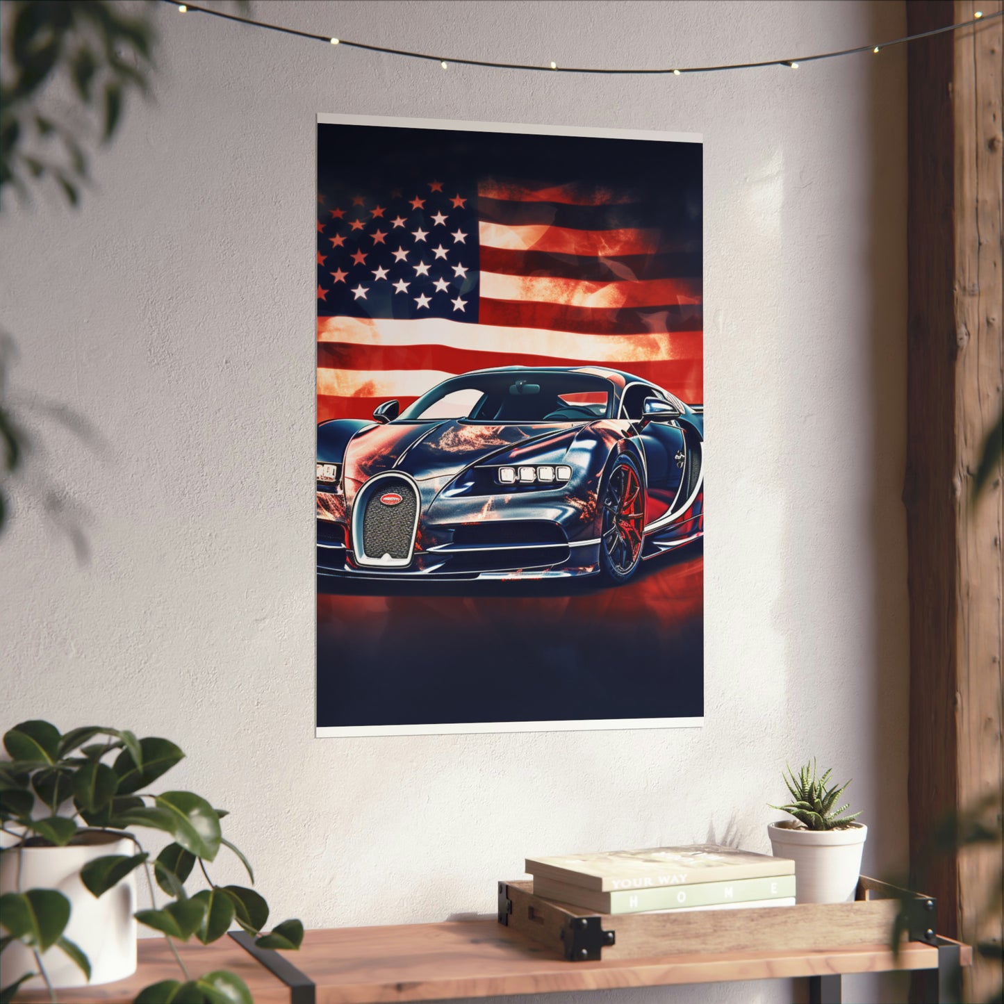 Premium Matte Vertical Posters Abstract American Flag Background Bugatti 4