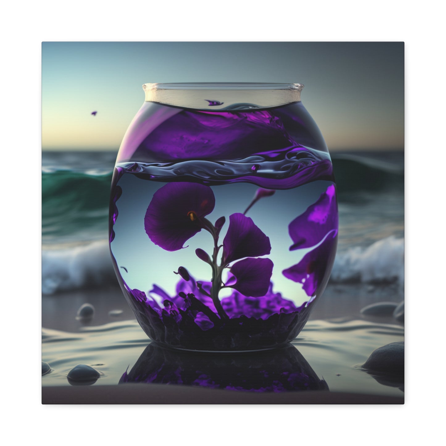 Canvas Gallery Wraps Purple Sweet pea in a vase 4