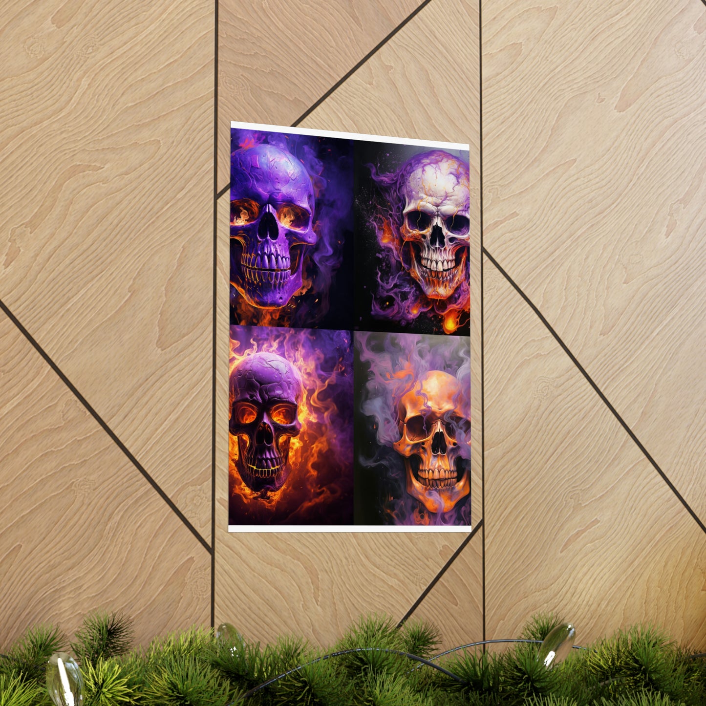 Premium Matte Vertical Posters Skull Flames 5