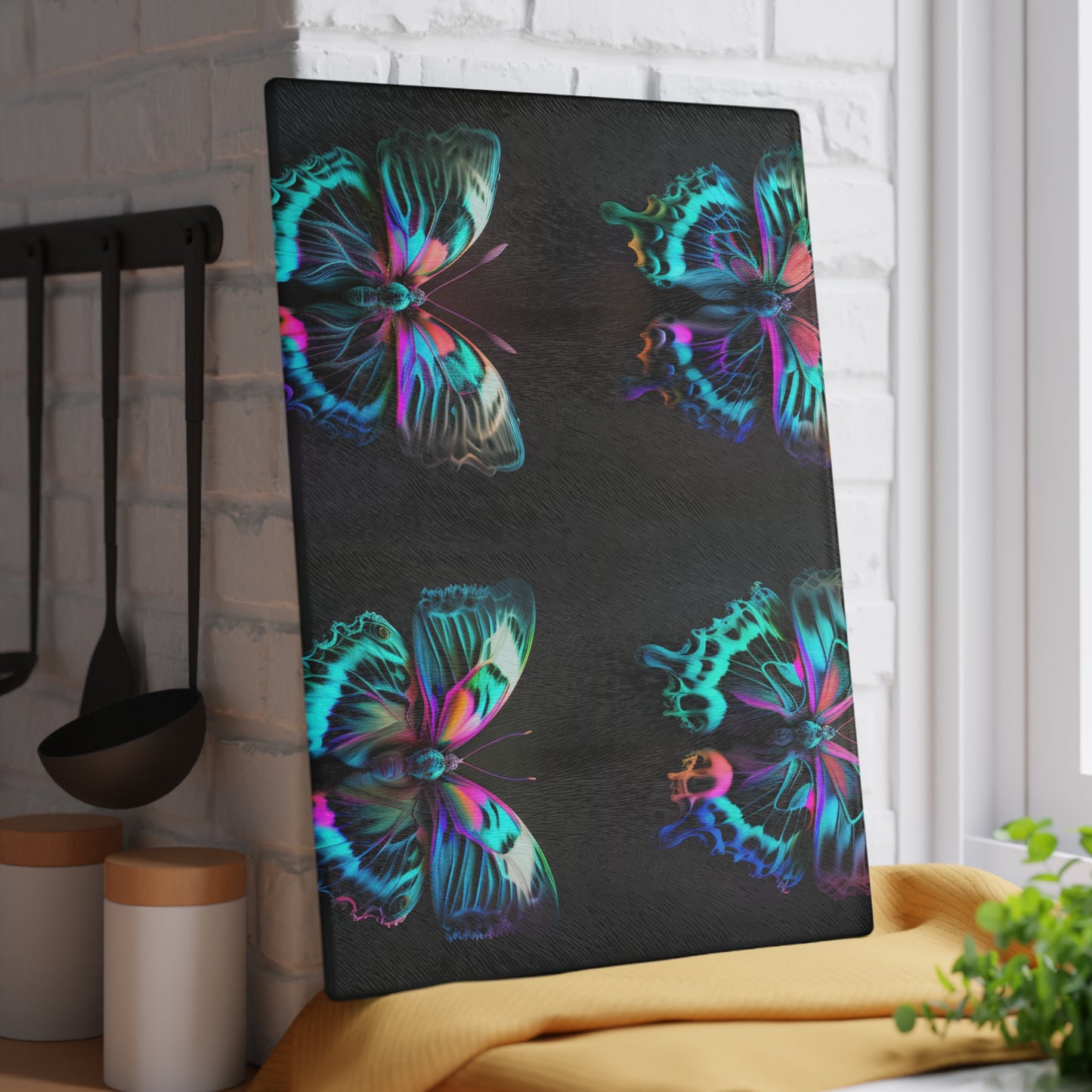 Glass Cutting Board Neon Butterfly Fusion 5