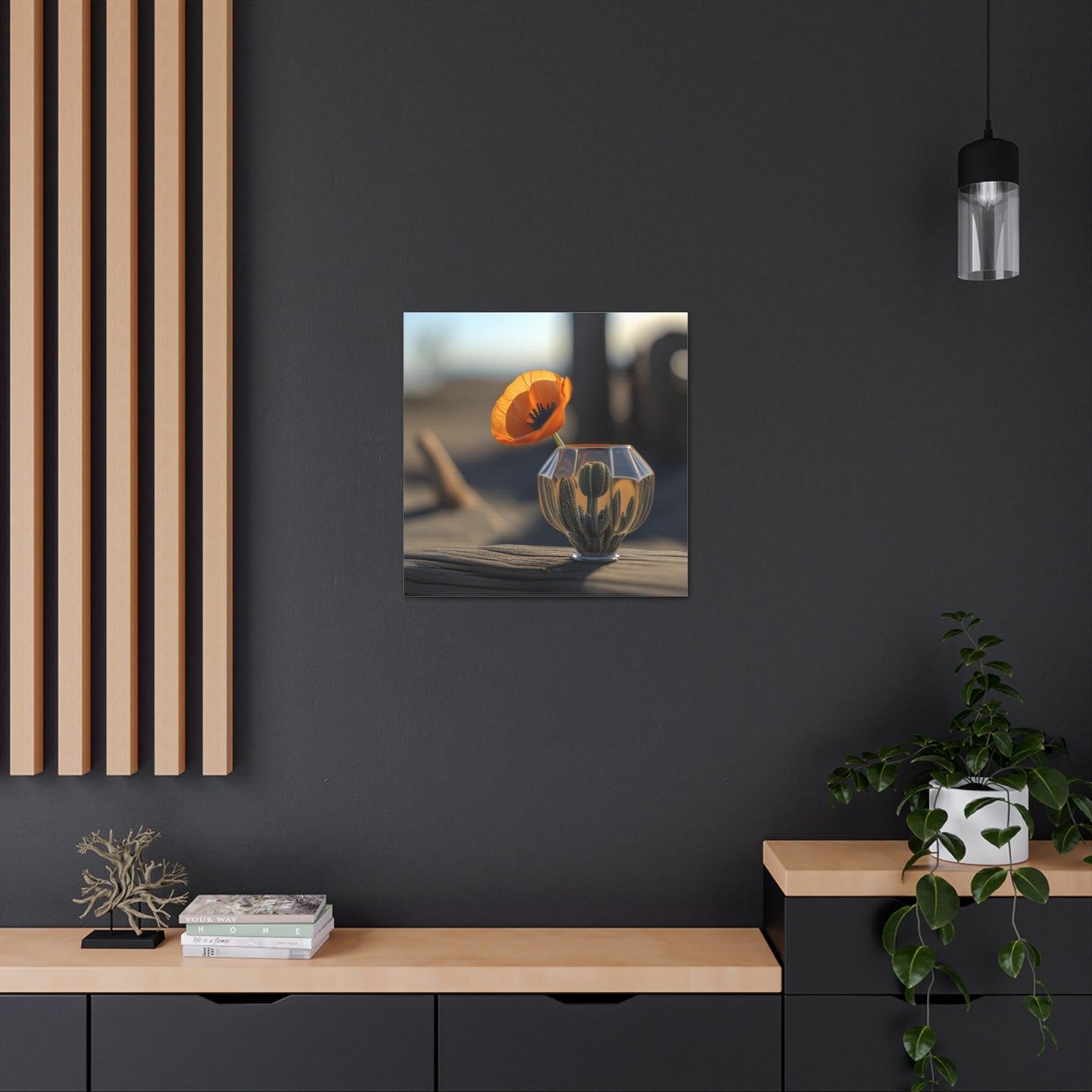 Canvas Gallery Wraps Orange Poppy in a Vase 2