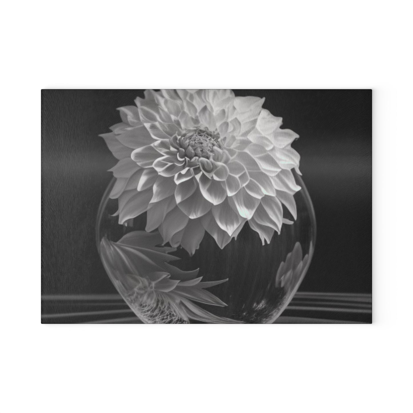 Glass Cutting Board White Dahlia 1