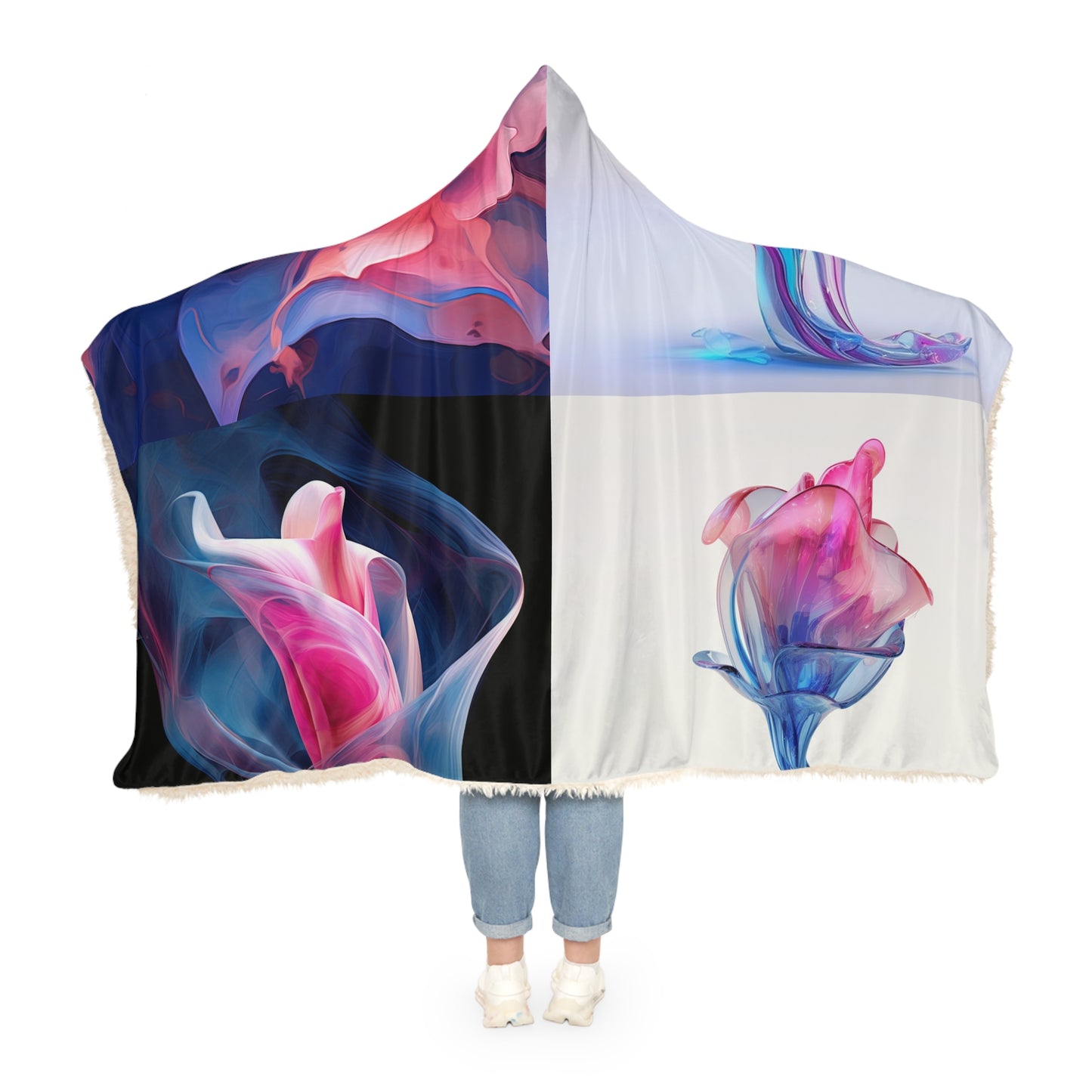 Snuggle Hooded Blanket Pink & Blue Tulip Rose 5