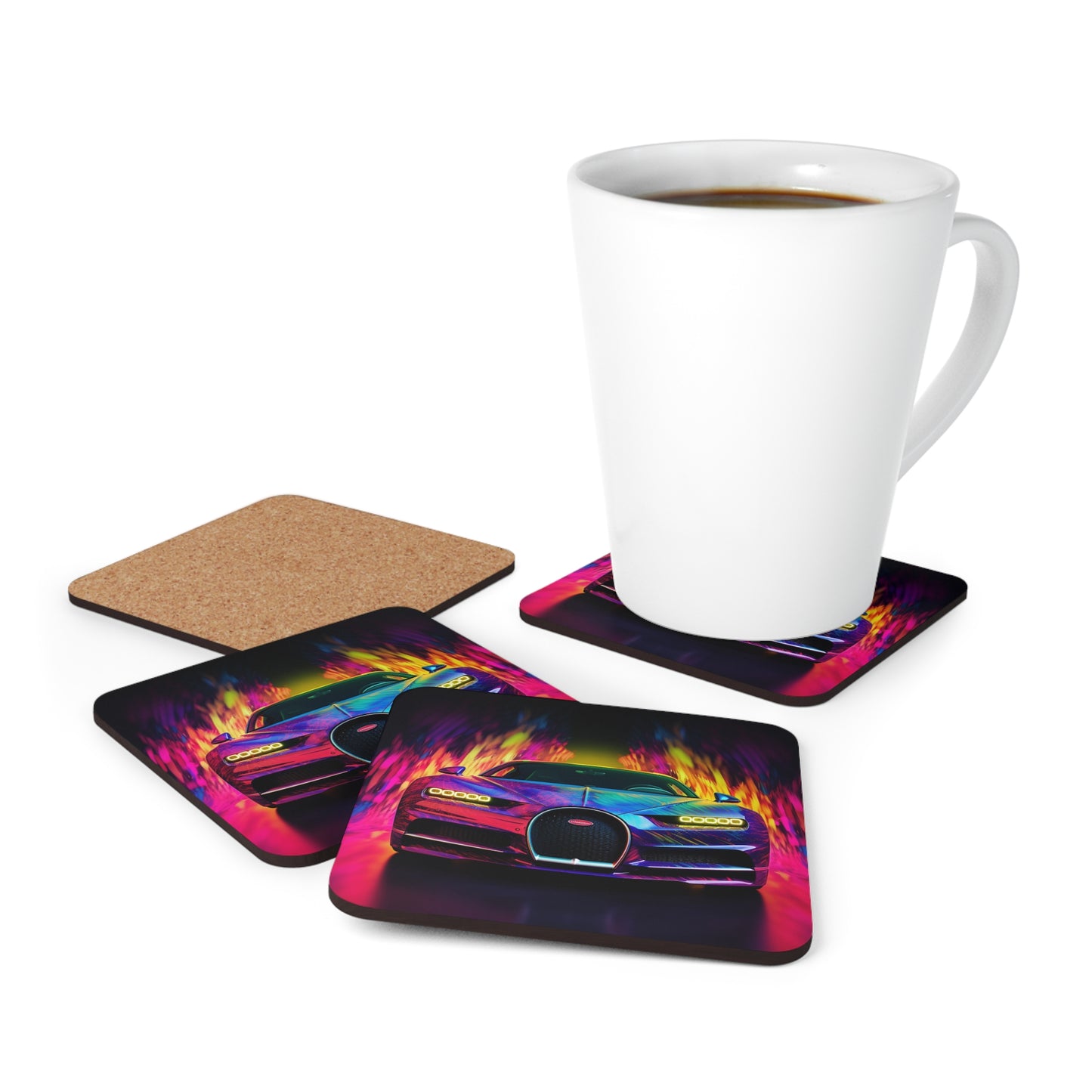 Corkwood Coaster Set Florescent Bugatti Flair 3