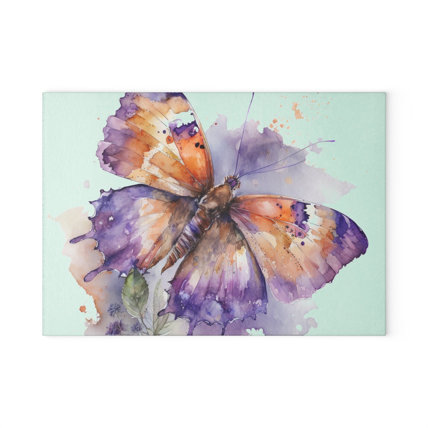 Glass Cutting Board MerlinRose Watercolor Butterfly 1