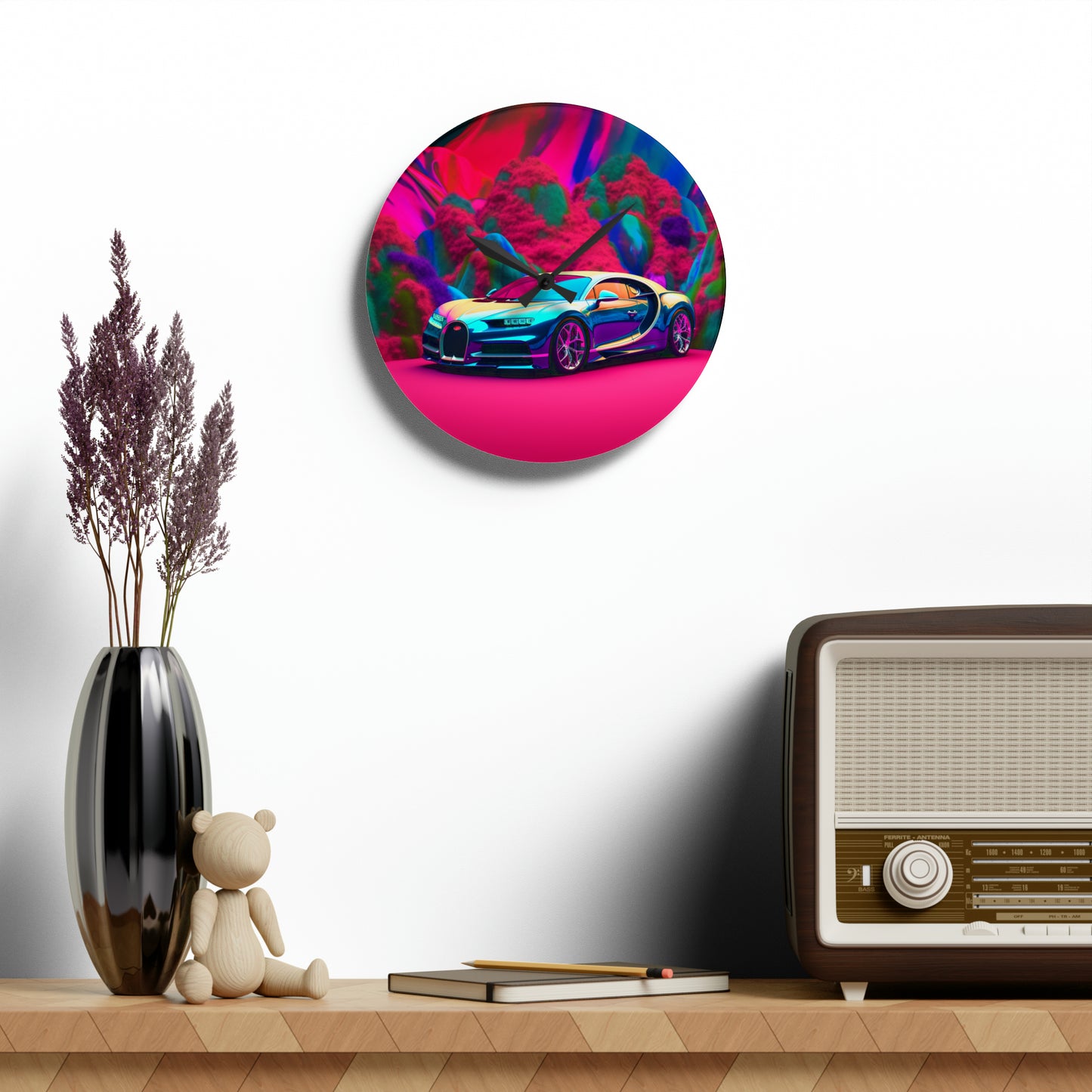 Acrylic Wall Clock Florescent Bugatti Flair 4