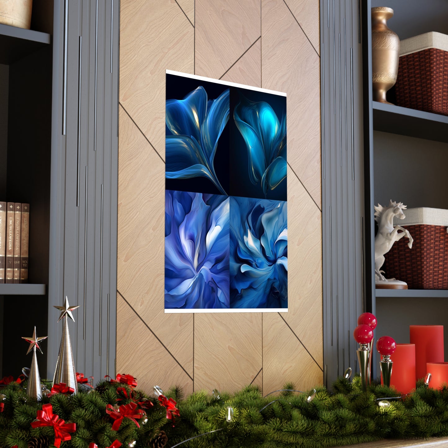 Premium Matte Vertical Posters Abstract Blue Tulip 5