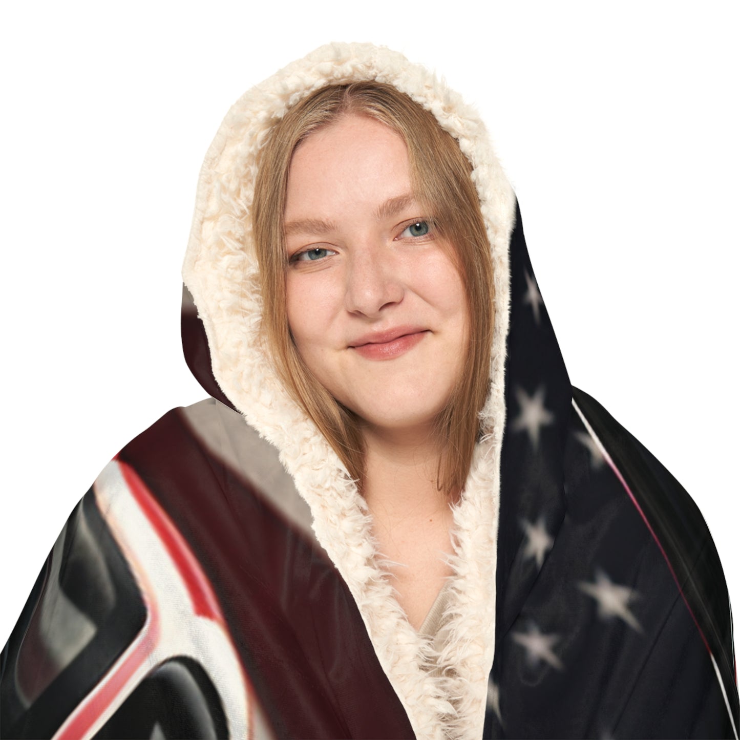 Snuggle Hooded Blanket American Flag Background Ferrari 2