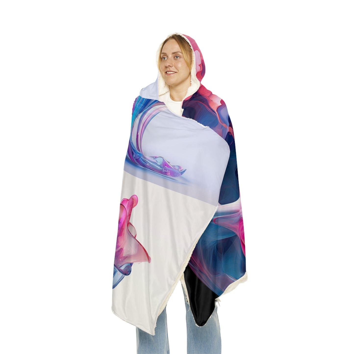 Snuggle Hooded Blanket Pink & Blue Tulip Rose 5