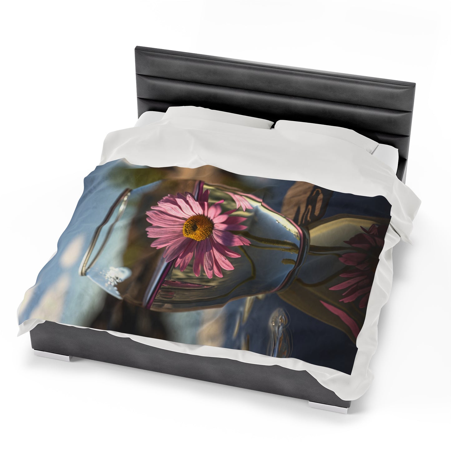 Velveteen Plush Blanket Daisy in a vase 1