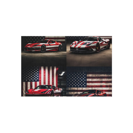 Outdoor Rug  American Flag Background Ferrari 5