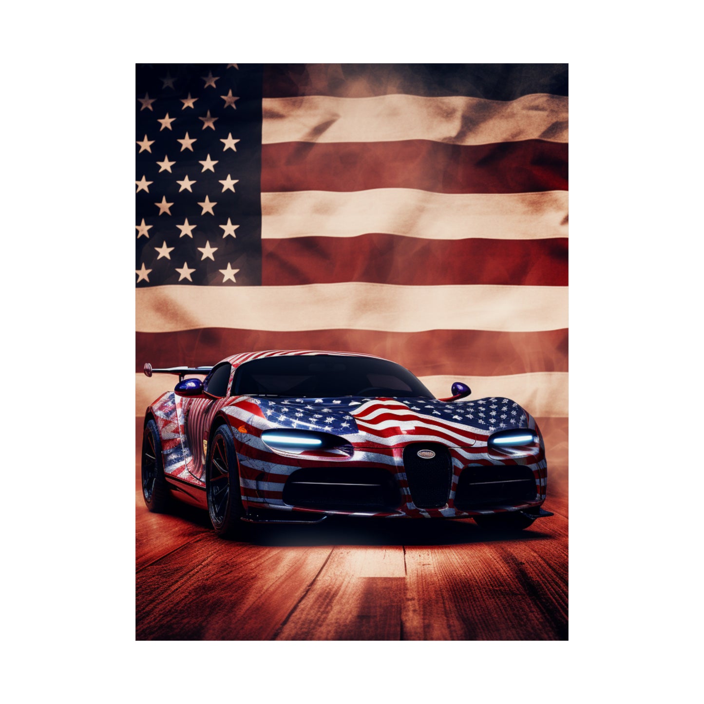 Premium Matte Vertical Posters Abstract American Flag Background Bugatti 2