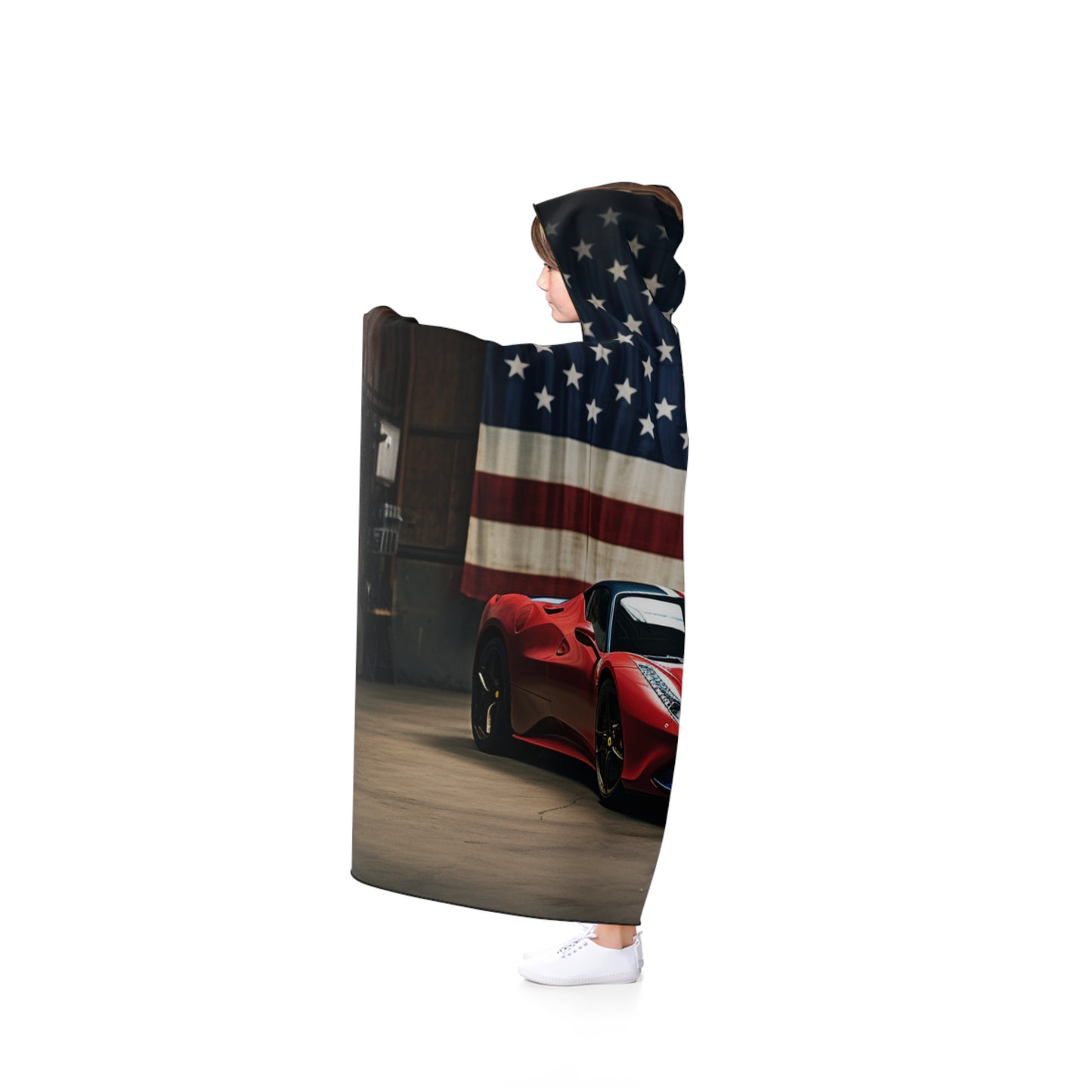 Hooded Blanket American Flag Farrari 4