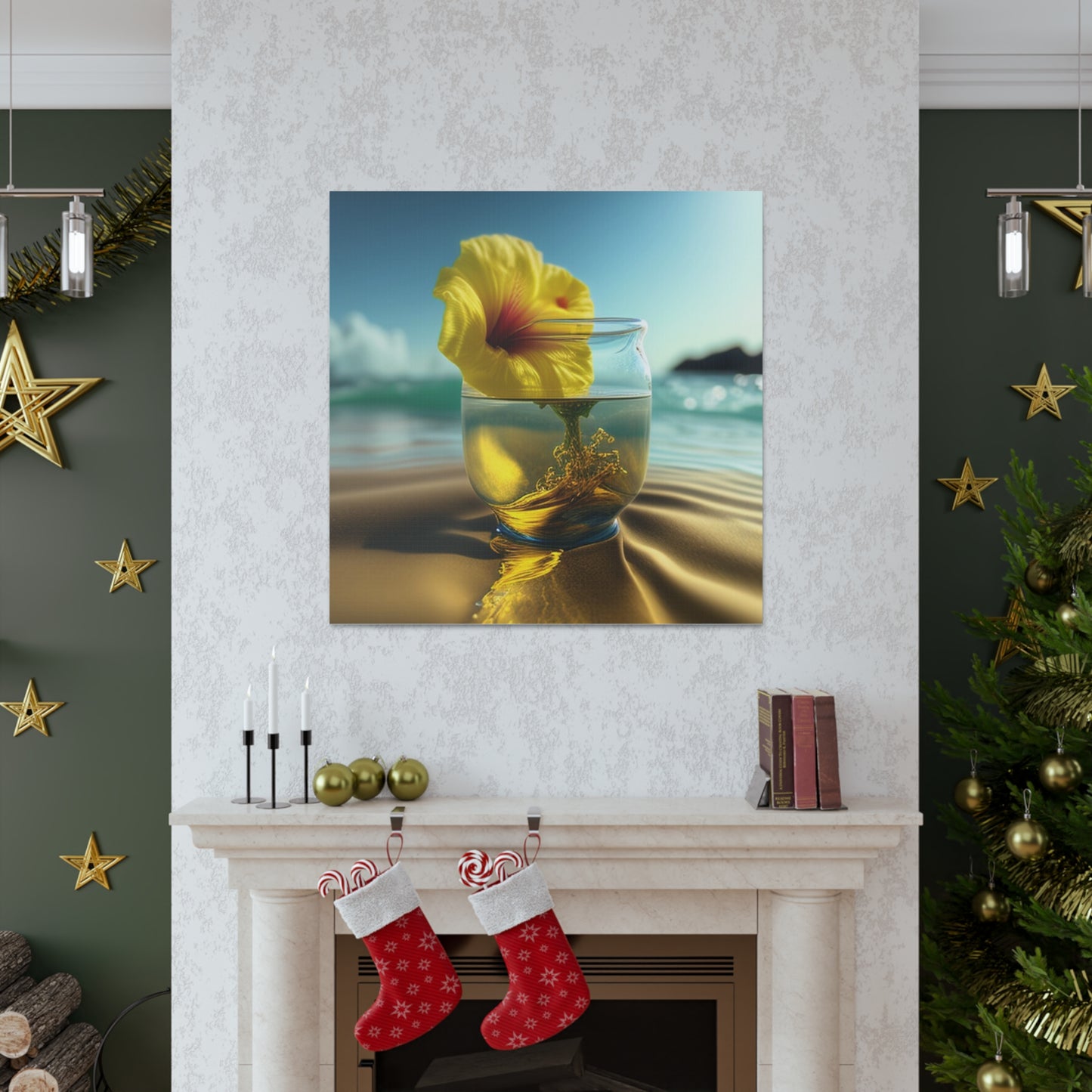 Canvas Gallery Wraps Yellow Hibiscus glass 1