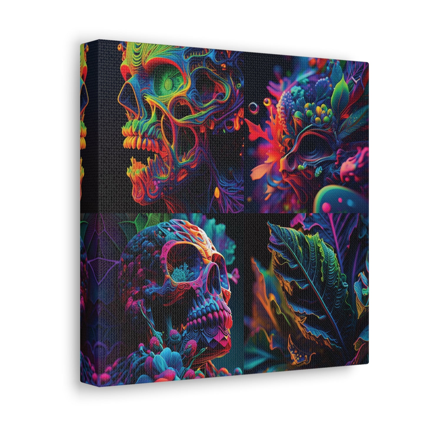 Canvas Gallery Wraps Florescent Skull Death 5