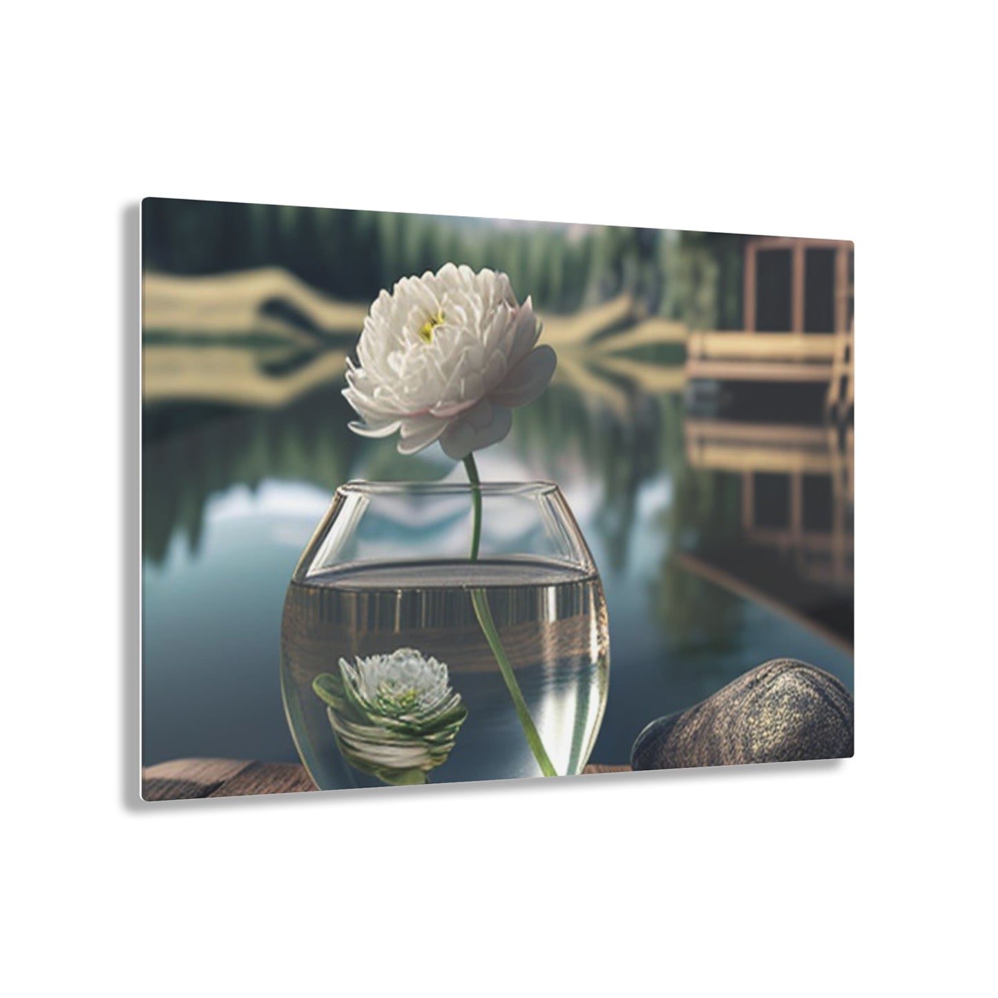 Acrylic Prints White Peony glass vase 2