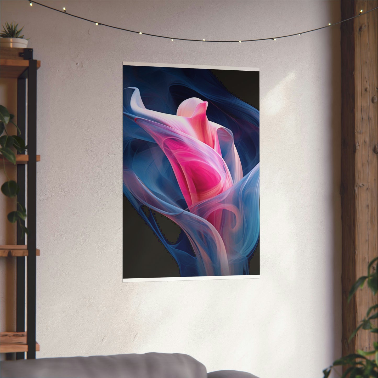 Premium Matte Vertical Posters Pink & Blue Tulip Rose 3