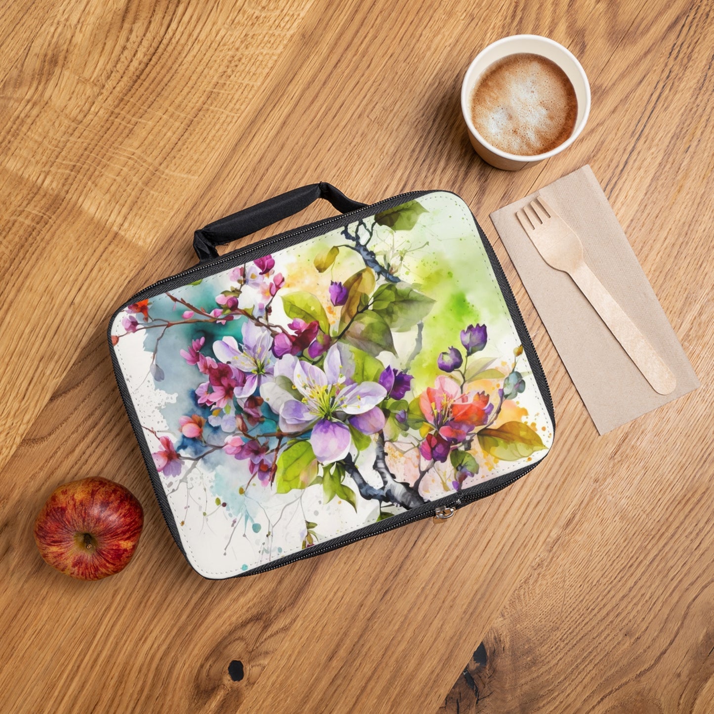 Lunch Bag Mother Nature Bright Spring Colors Realistic Watercolor 4