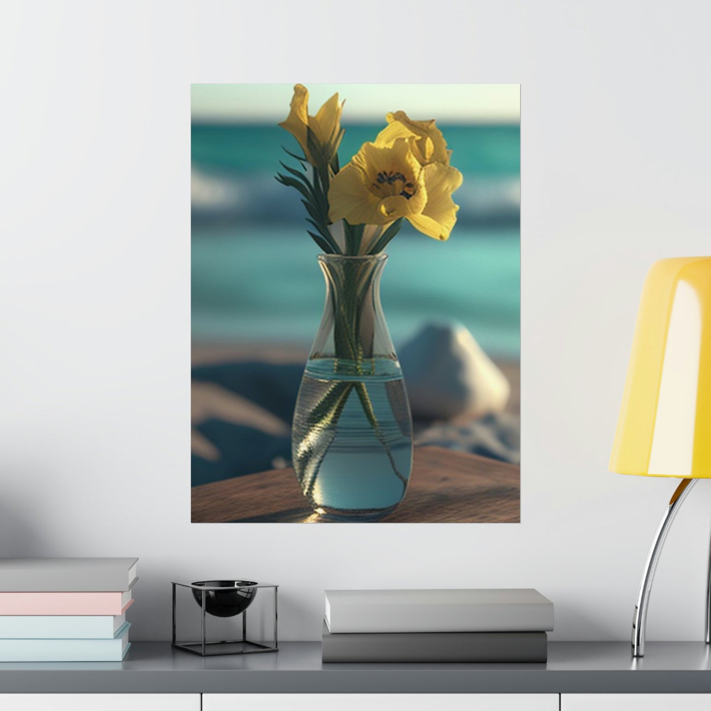 Premium Matte Vertical Posters Yellow Gladiolus glass 4