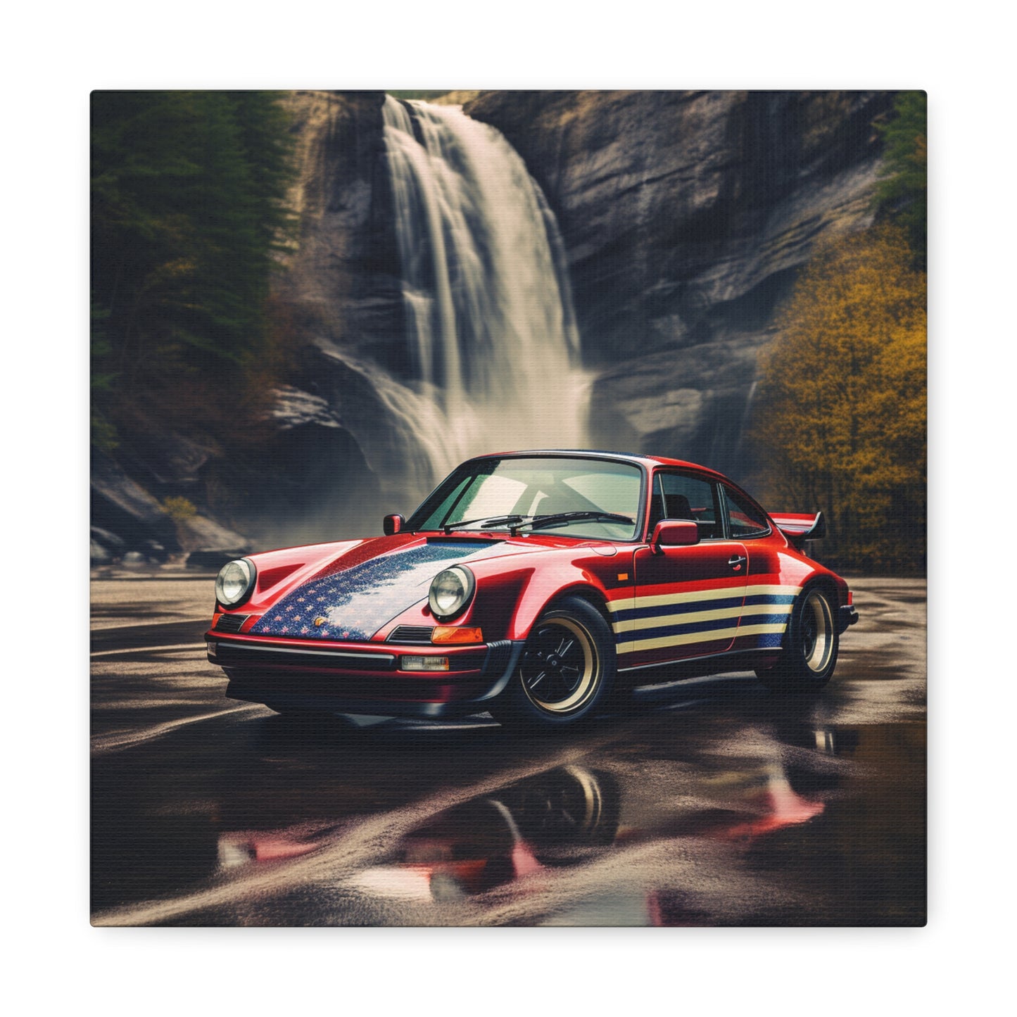 Canvas Gallery Wraps American Flag Porsche Abstract 1