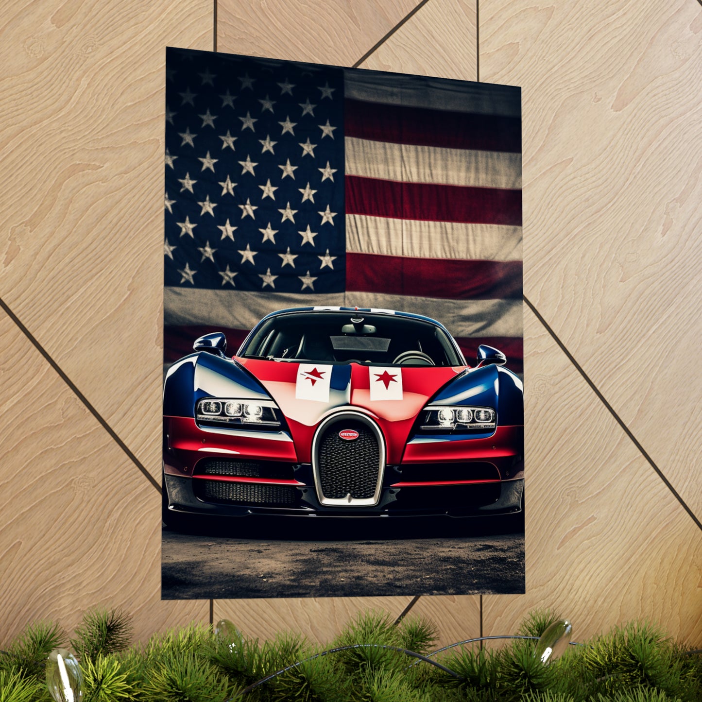 Premium Matte Vertical Posters Bugatti American Flag 3