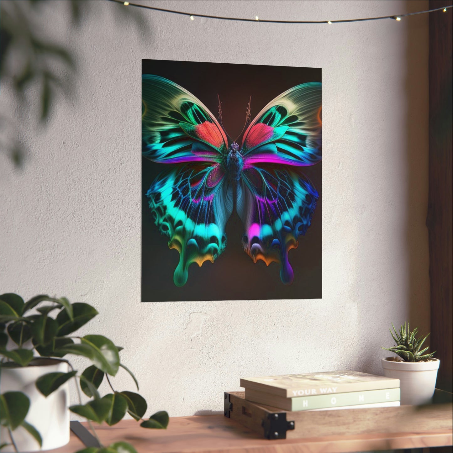 Premium Matte Vertical Posters Neon Butterfly Fusion 1