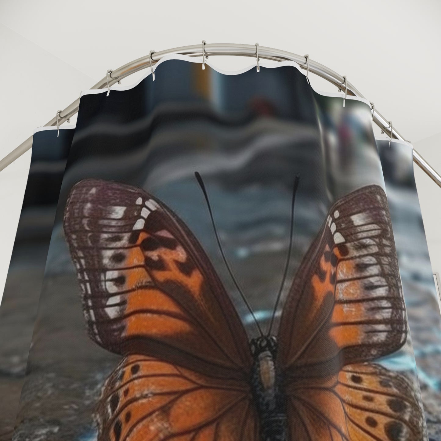 Polyester Shower Curtain Water Butterfly Street 2