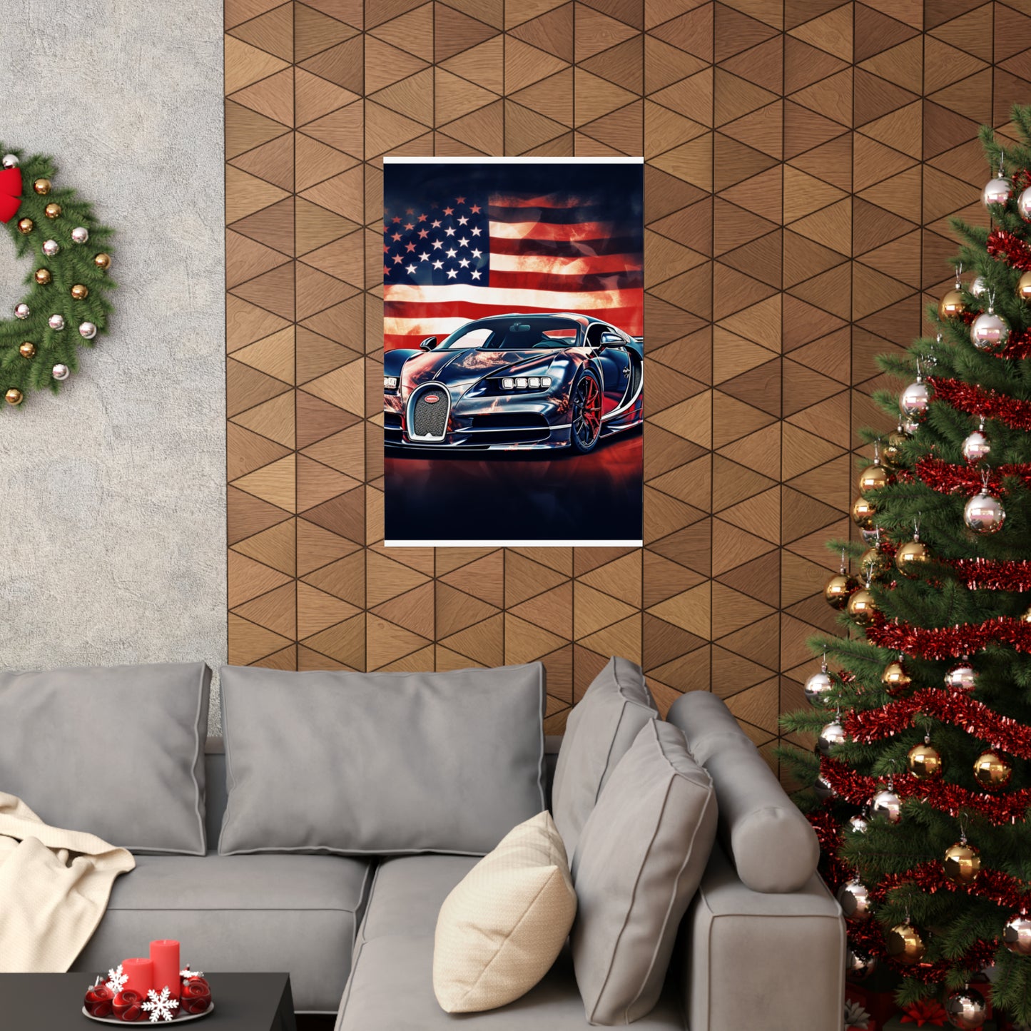 Premium Matte Vertical Posters Abstract American Flag Background Bugatti 4