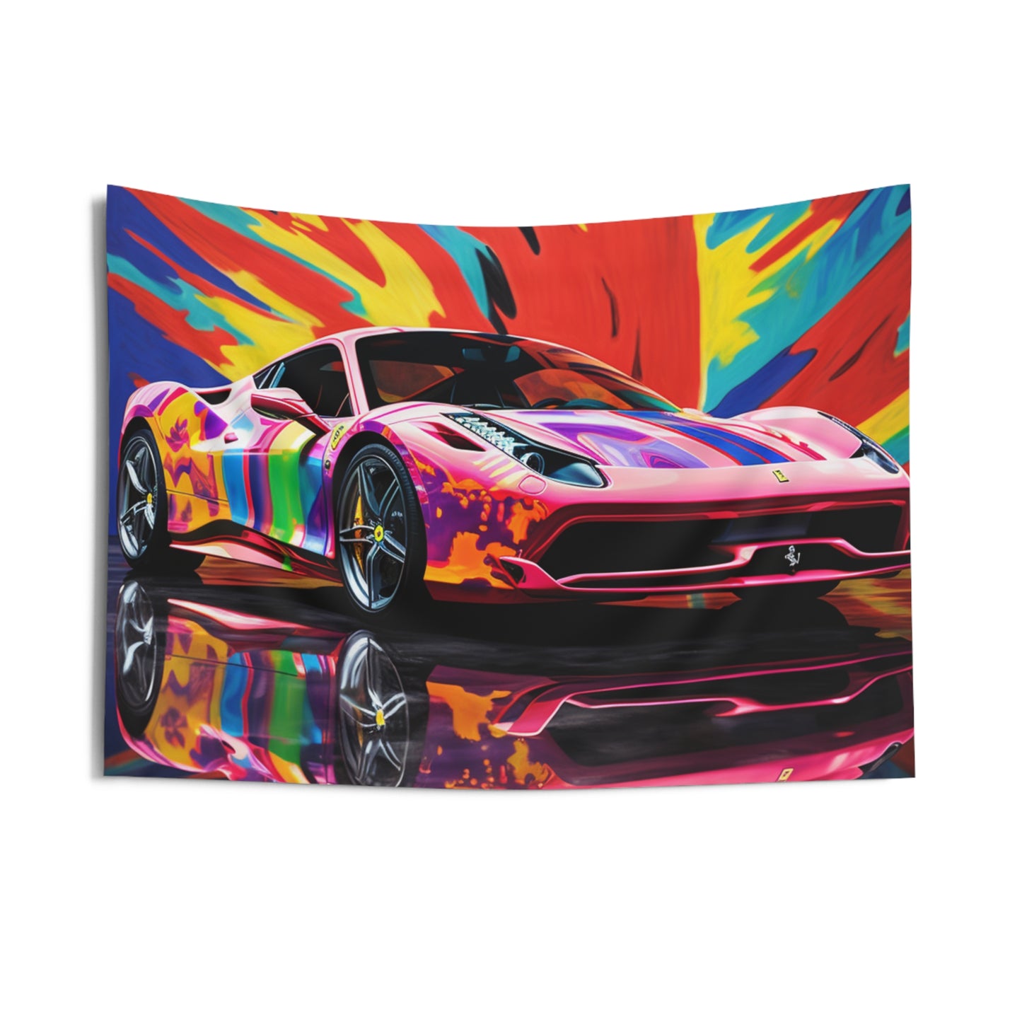 Indoor Wall Tapestries Hyper Colorfull Ferrari 3
