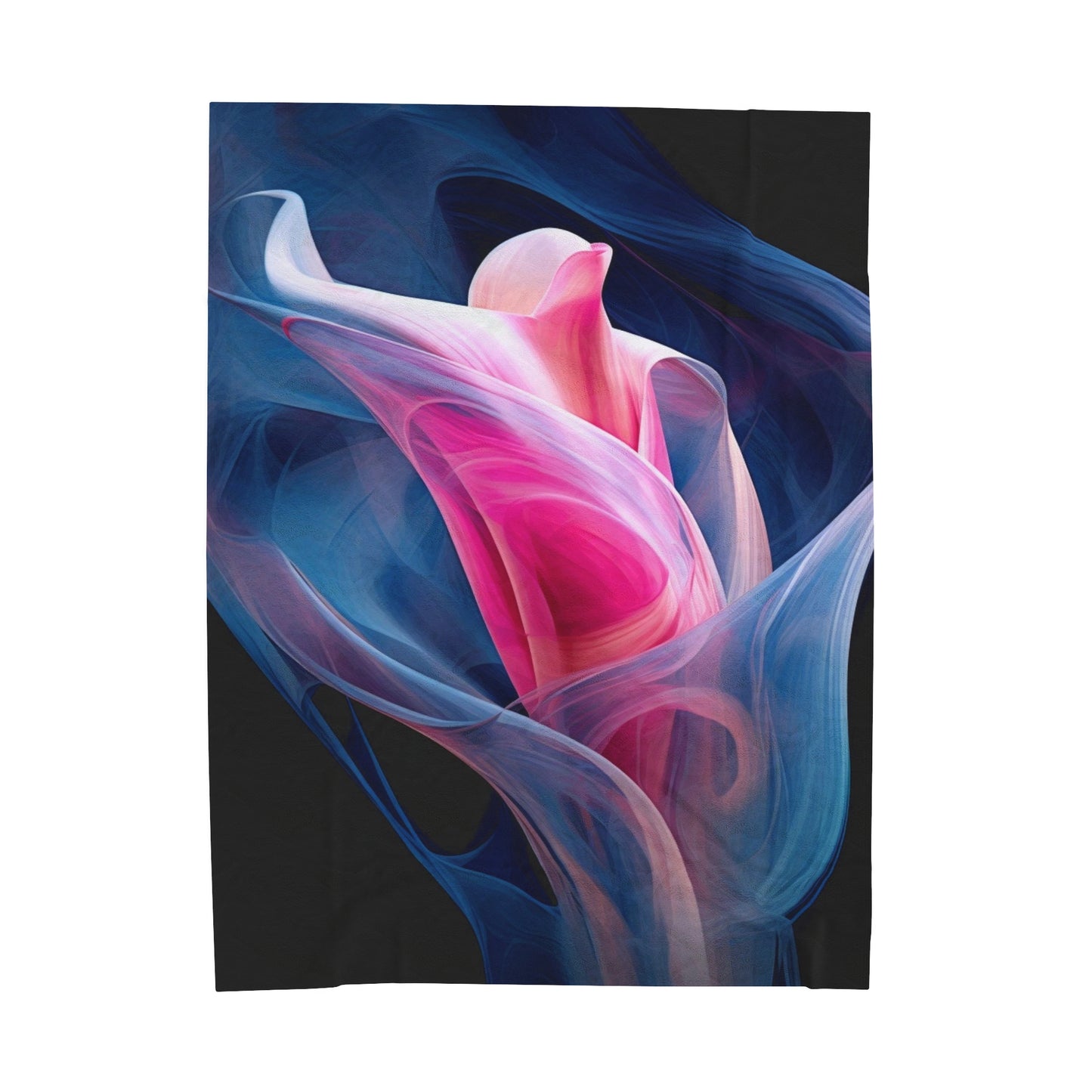 Velveteen Plush Blanket Pink & Blue Tulip Rose 3